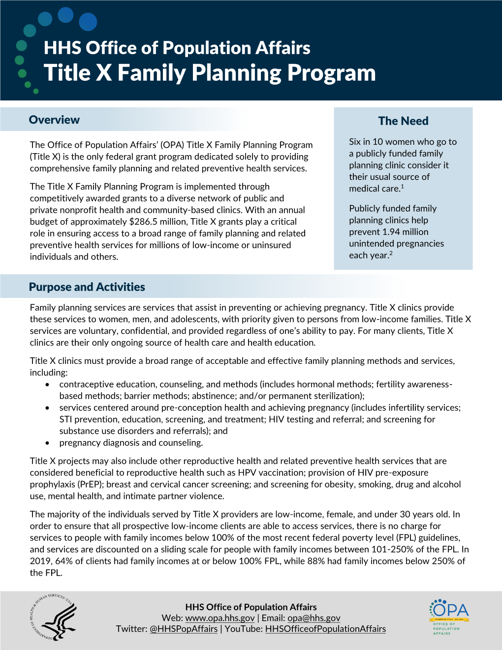 OPA Title X Family Planning Program