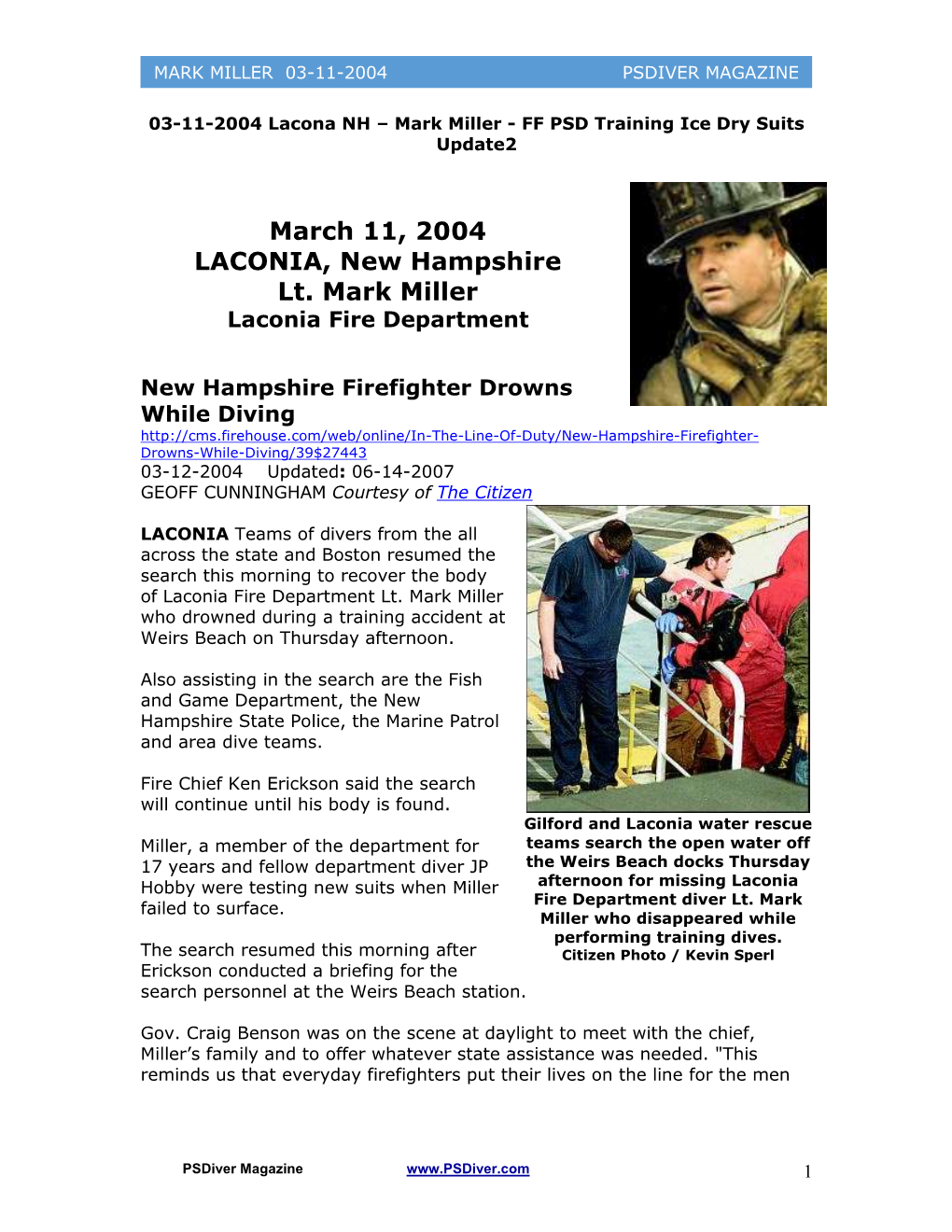 March 11, 2004 LACONIA, New Hampshire Lt. Mark Miller Laconia Fire Department