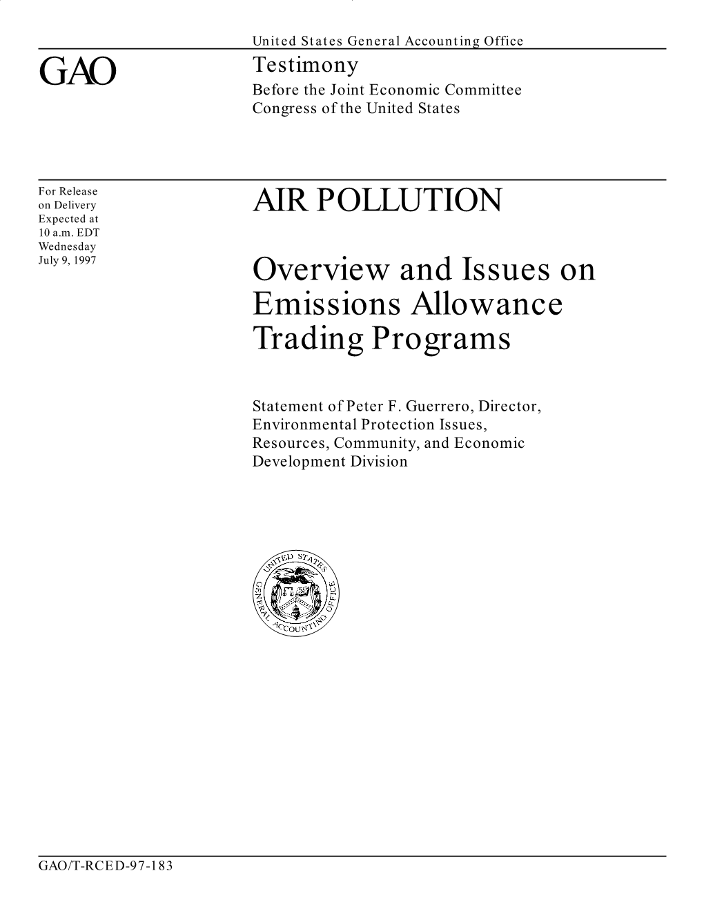 AIR POLLUTION: Overview and Issues on Emissions Allowance