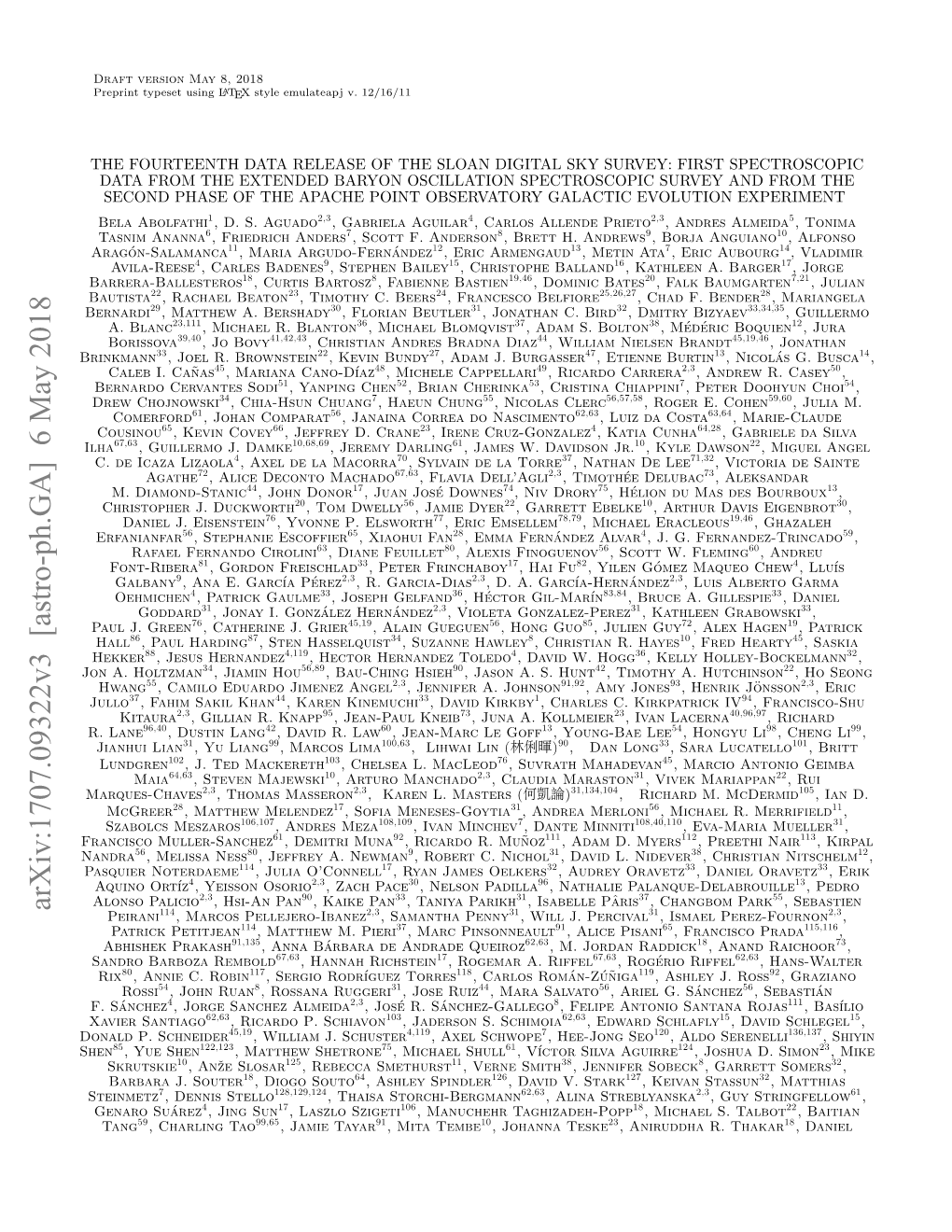 Arxiv:1707.09322V3 [Astro-Ph.GA] 6 May 2018 Peirani114, Marcos Pellejero-Ibanez2,3, Samantha Penny31, Will J