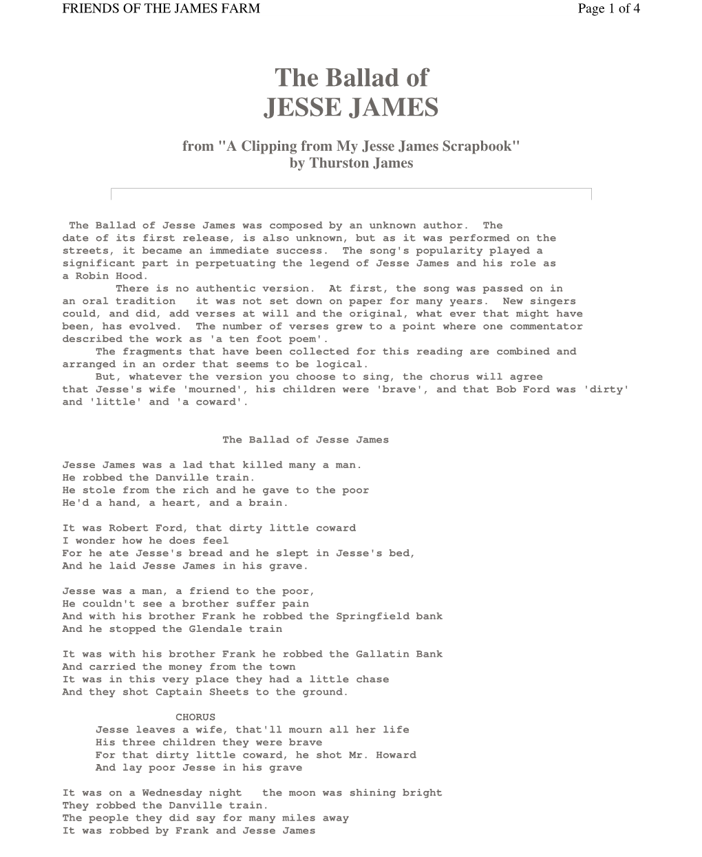 The Ballad of JESSE JAMES