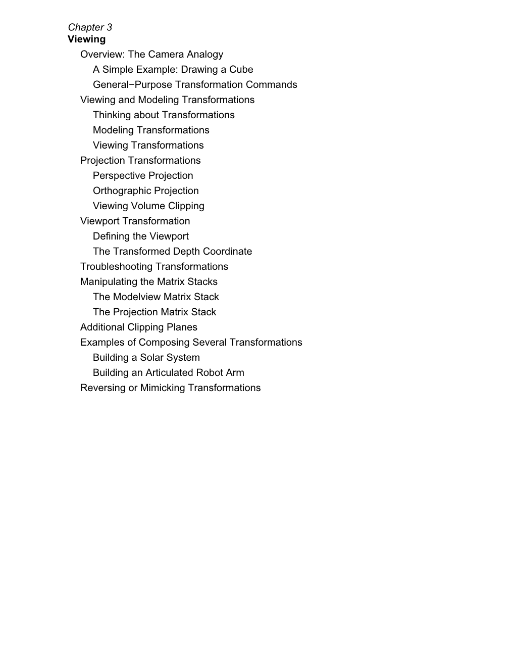 Chapter 3 Viewing Overview: the Camera Analogy a Simple Example