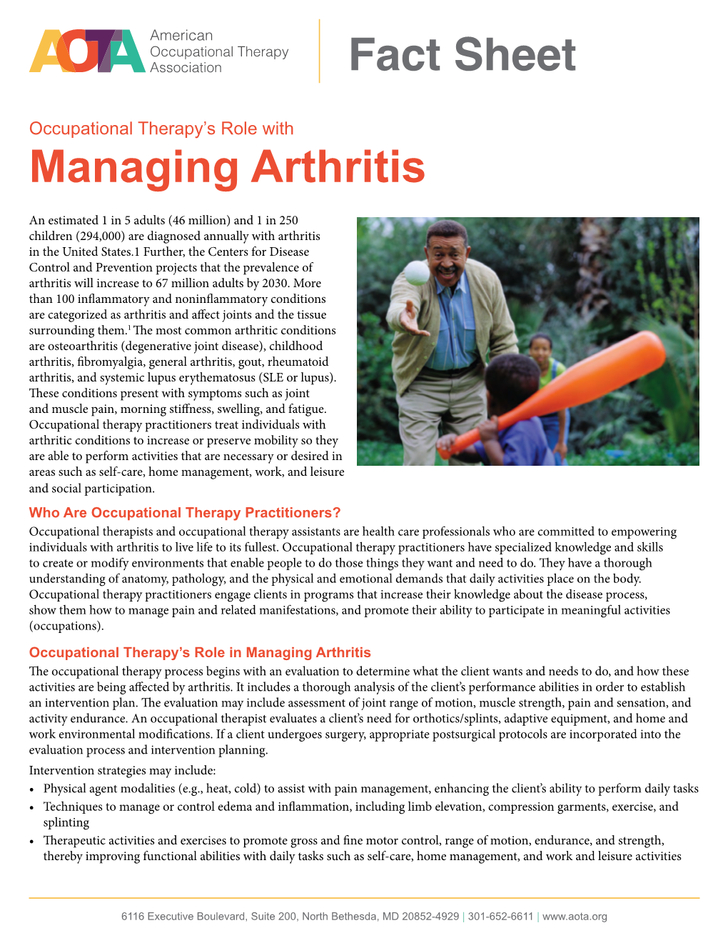 Managing Arthritis Fact Sheet