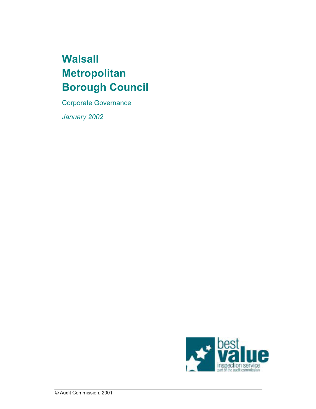 Walsall Metropolitan Borough Council Corporate Governance