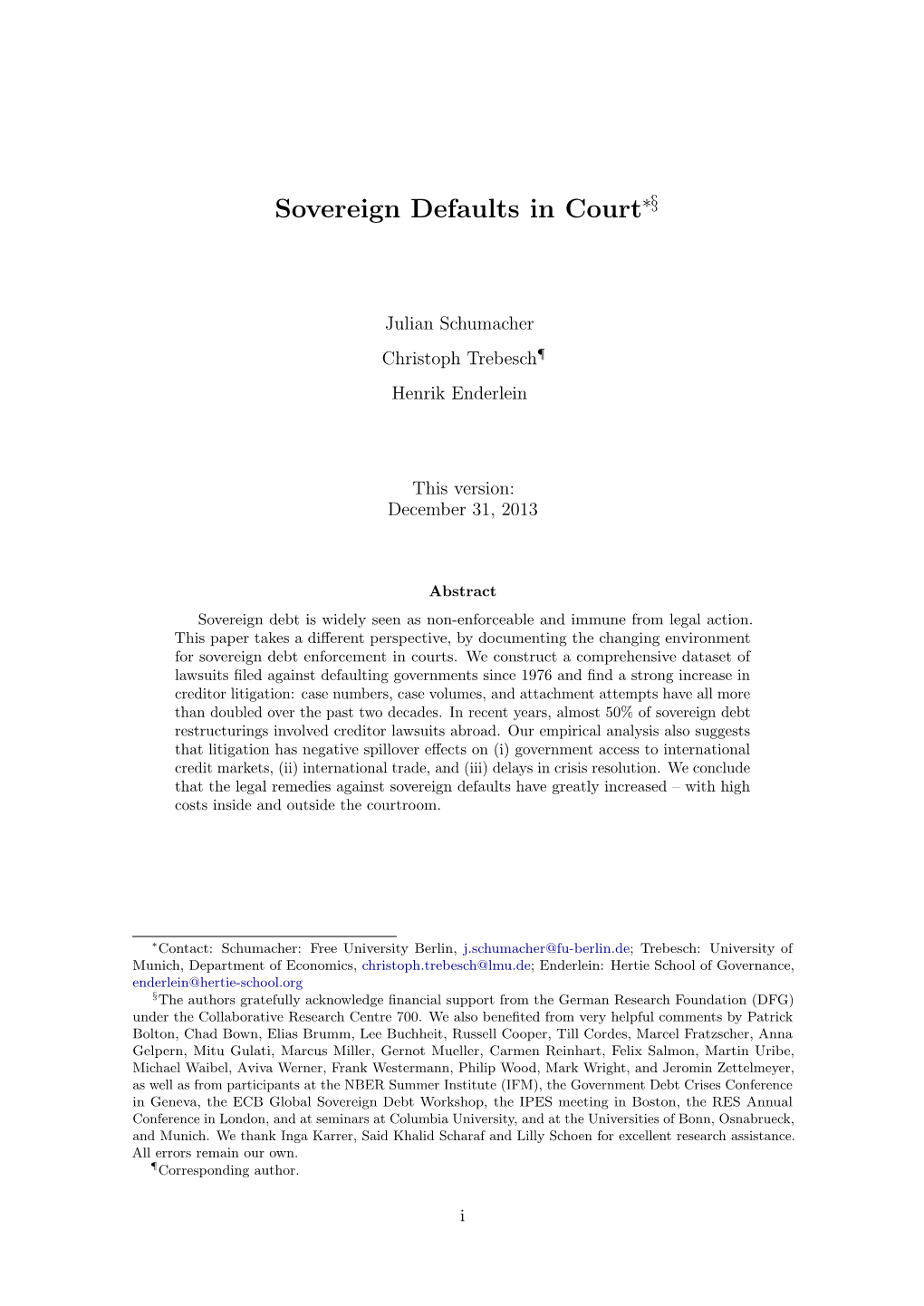 Sovereign Defaults in Court∗§