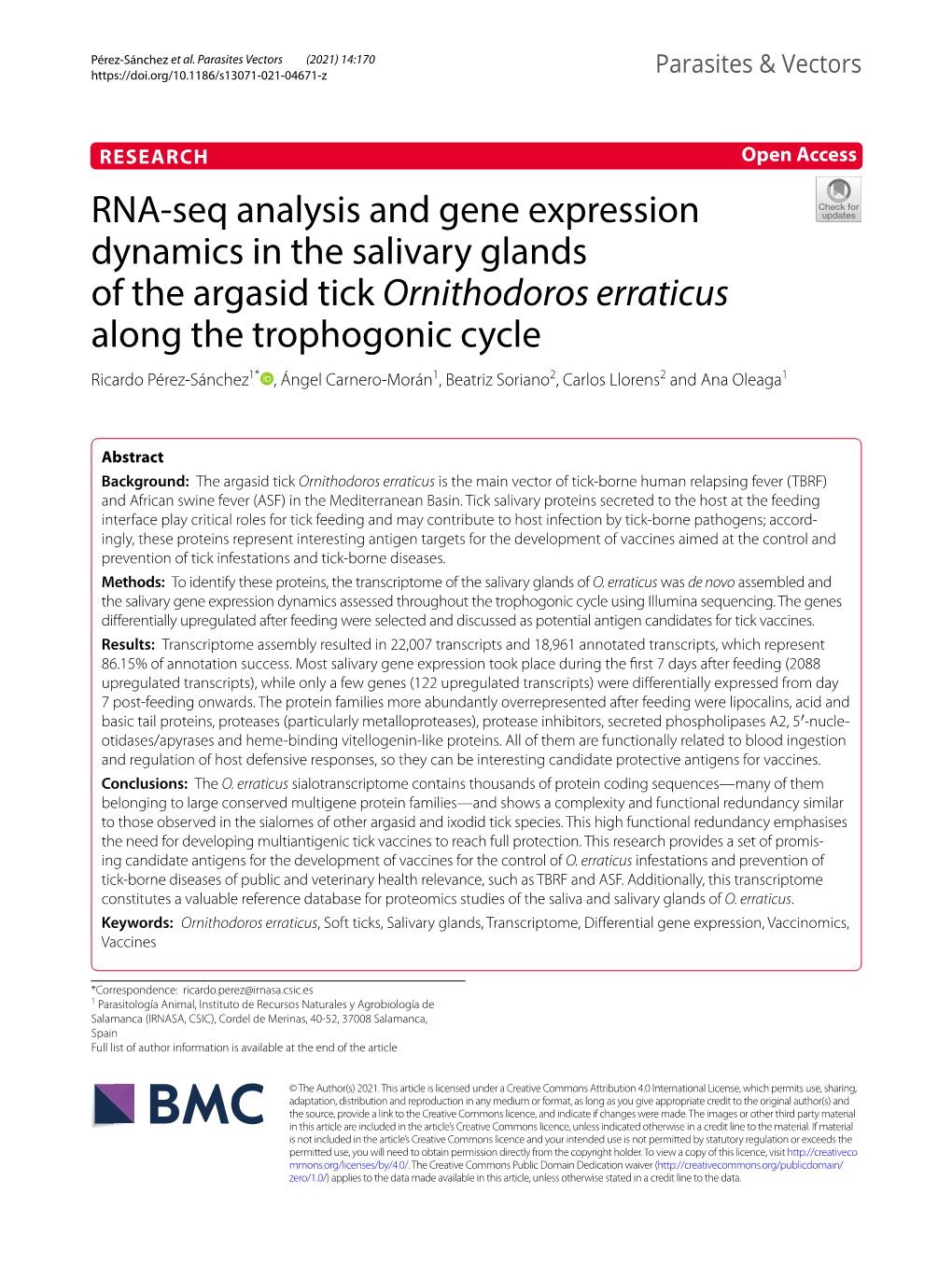 RNA-Seq Analysis and Gene Expression Dynamics in the Salivary