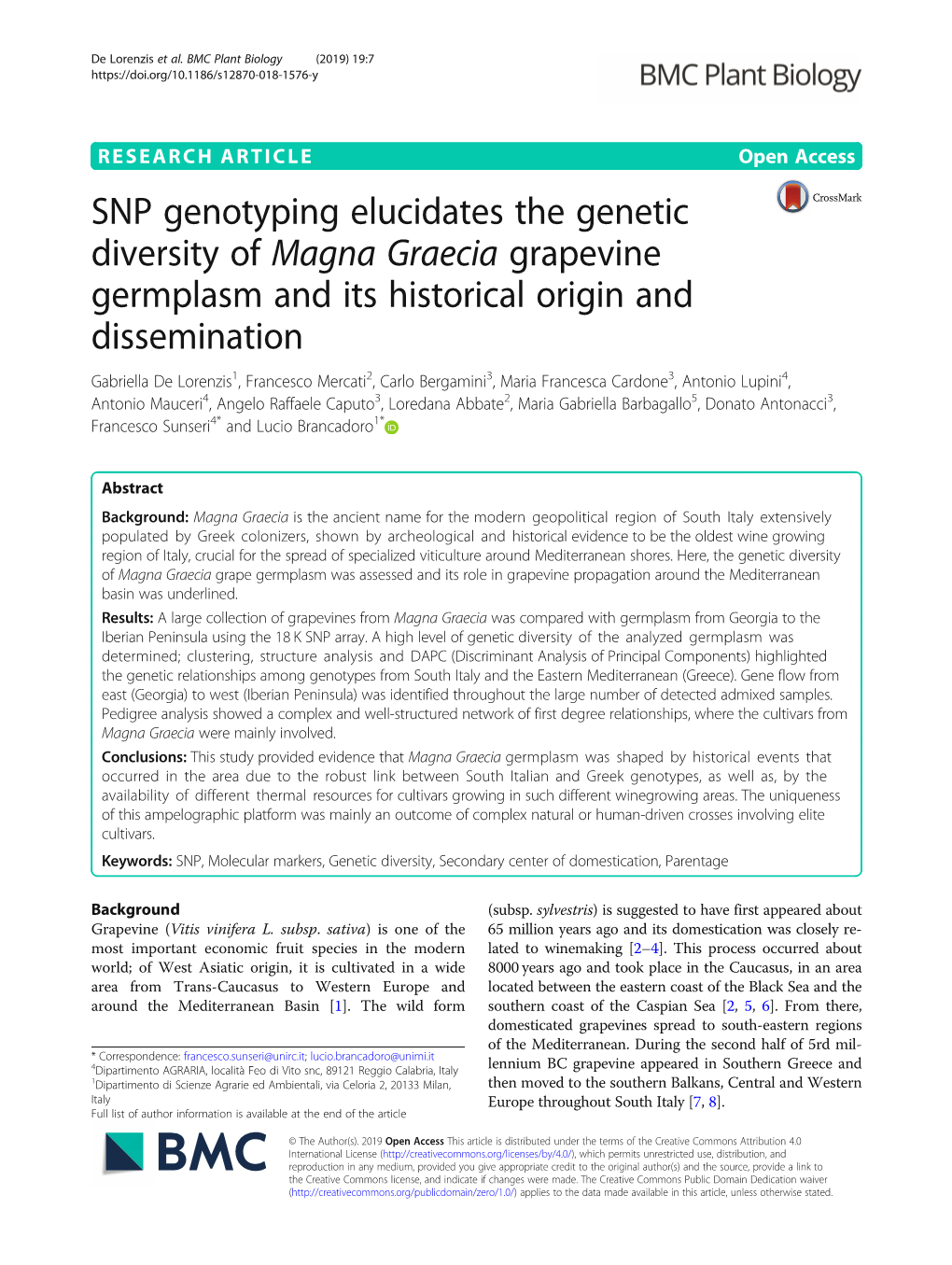 SNP Genotyping Elucidates the Genetic Diversity of Magna Graecia