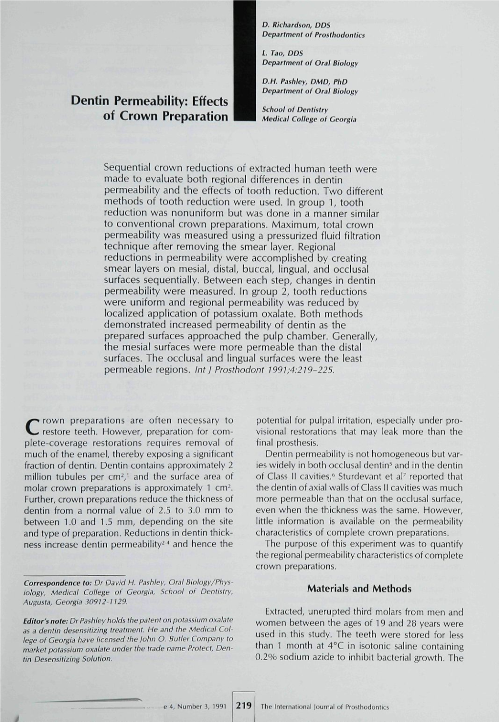 Dentin Permeability: Effects of Crown Preparation