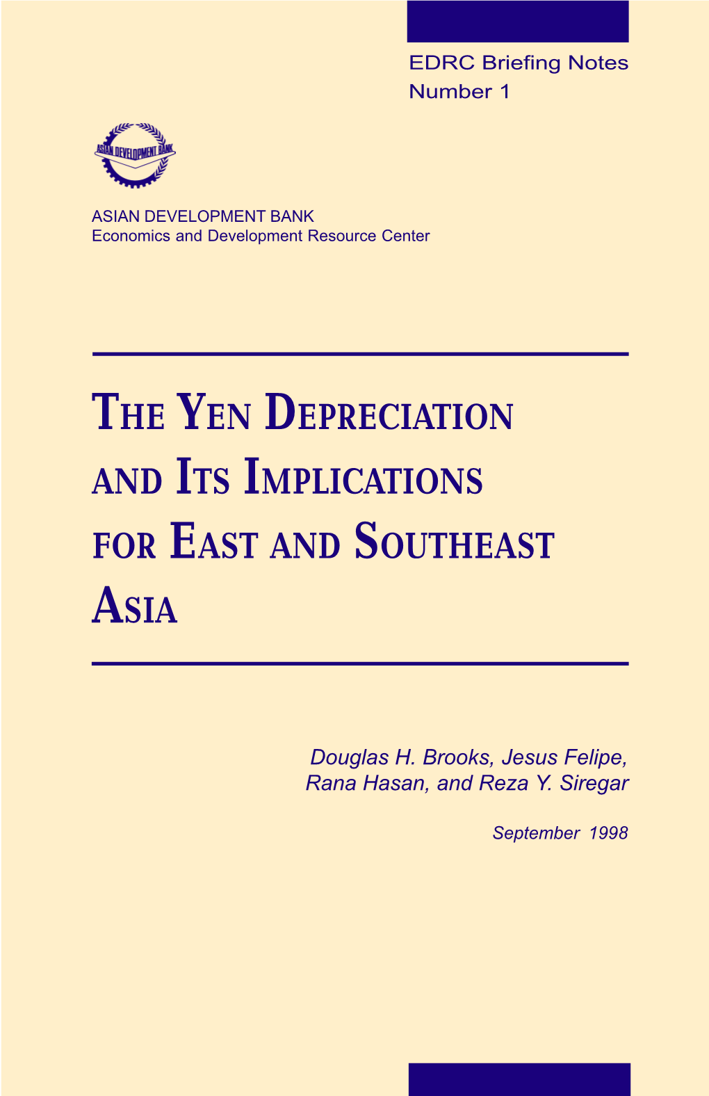 The Yen Depreciation and Its Implications for East and Southeast Asia