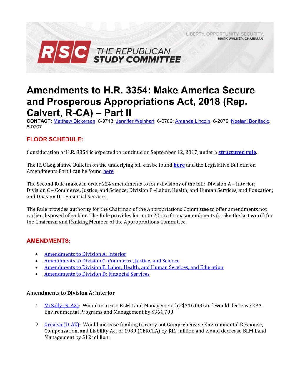 H.R. 3354: Make America Secure and Prosperous Appropriations Act, 2018 (Rep