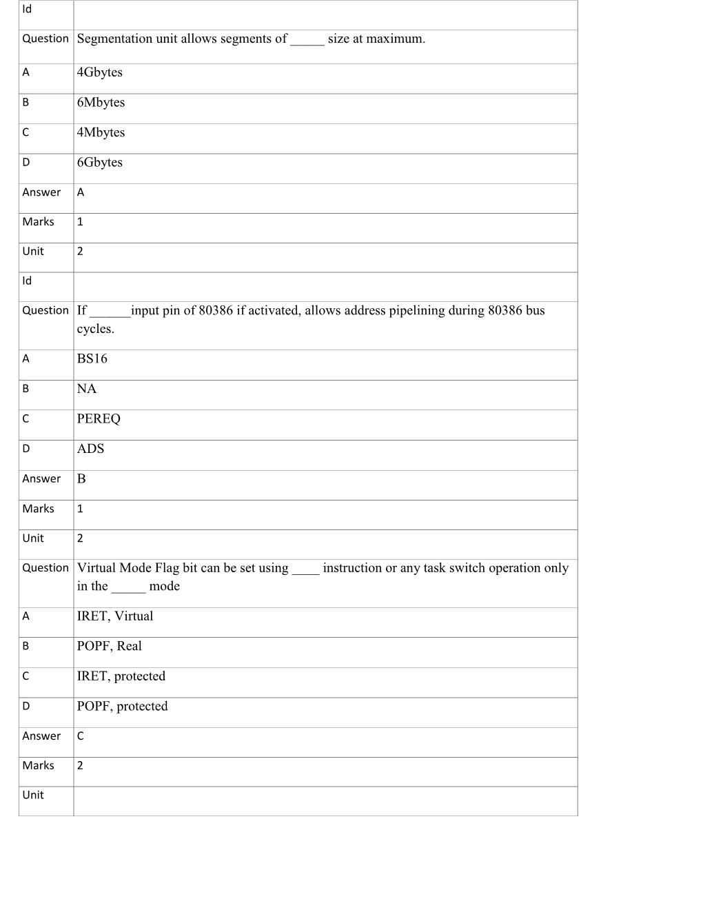 Id Question Segmentation Unit Allows Segments Of