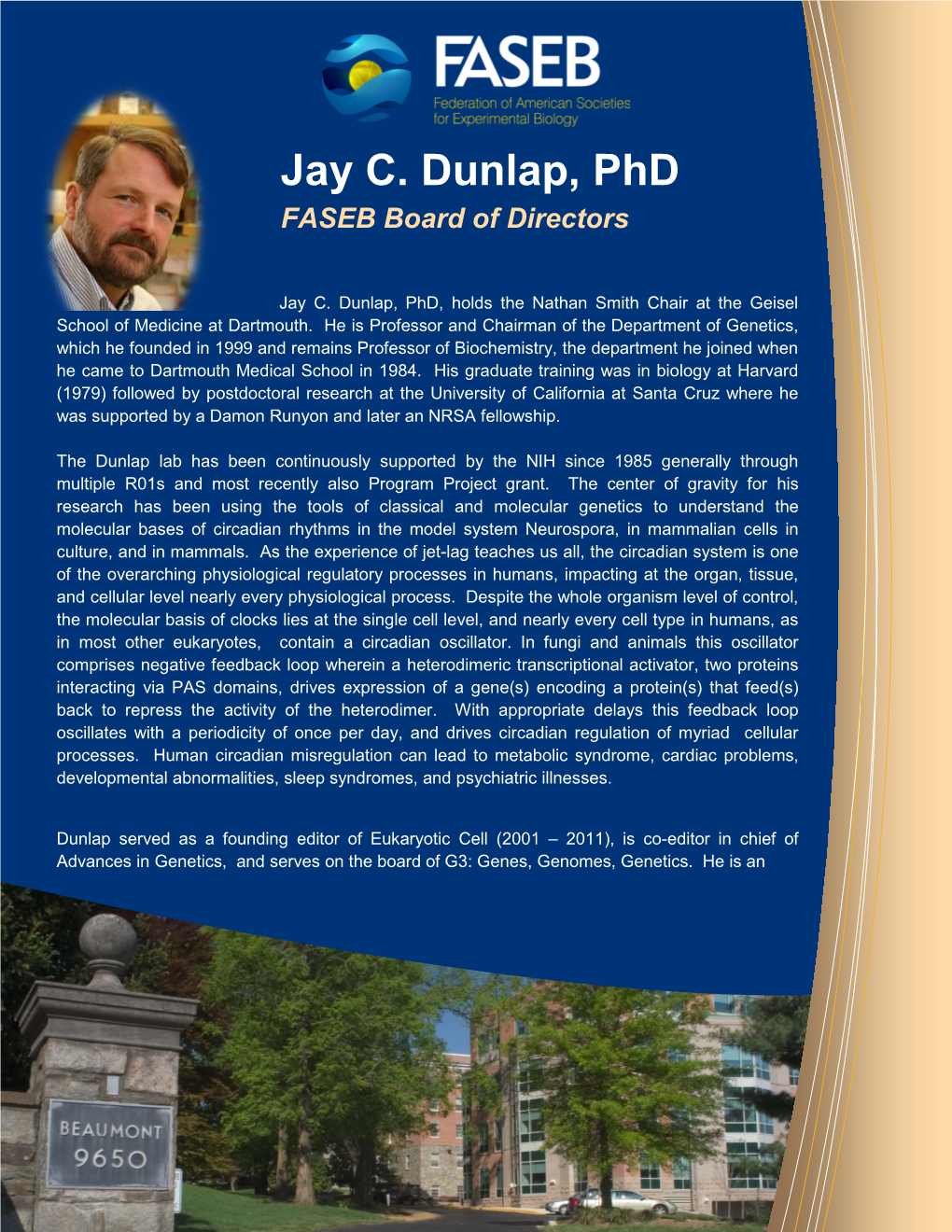 Jay C. Dunlap, Phd FASEB Board of Directors