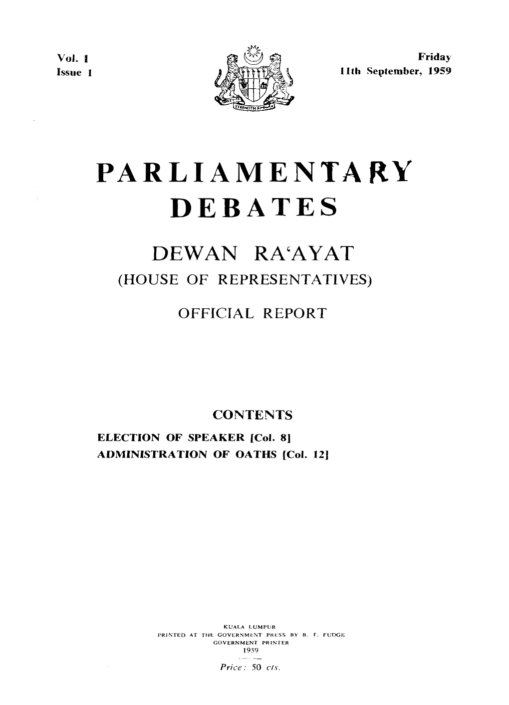 Parliamentary Debates