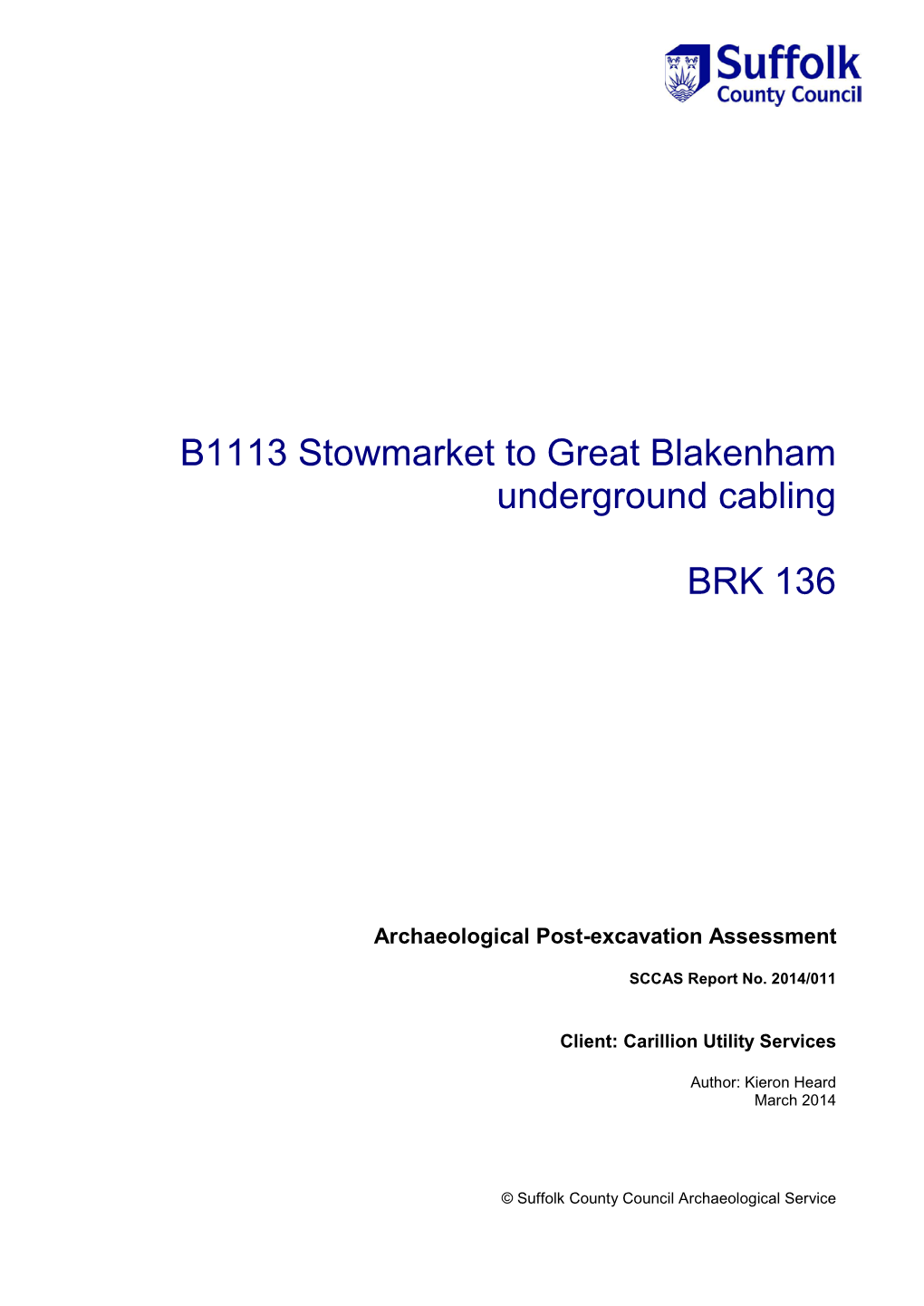 B1113 Stowmarket to Great Blakenham Underground Cabling
