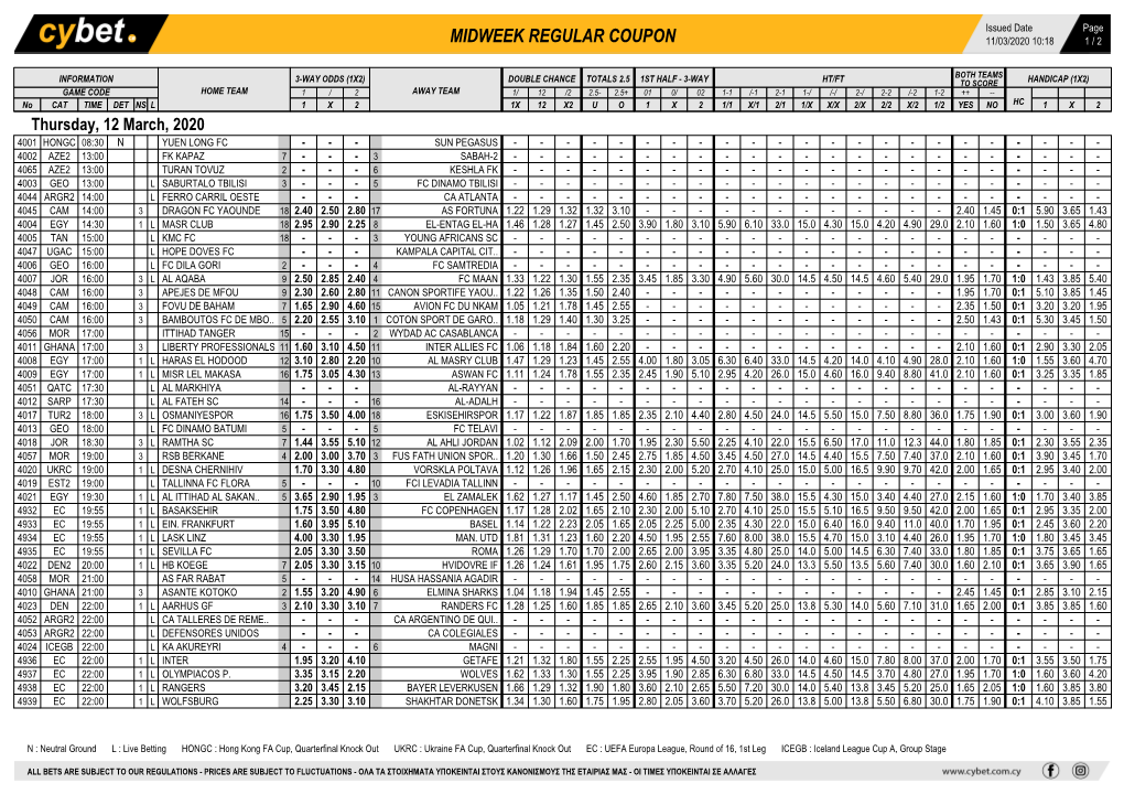 Midweek Regular Coupon 11/03/2020 10:18 1 / 2