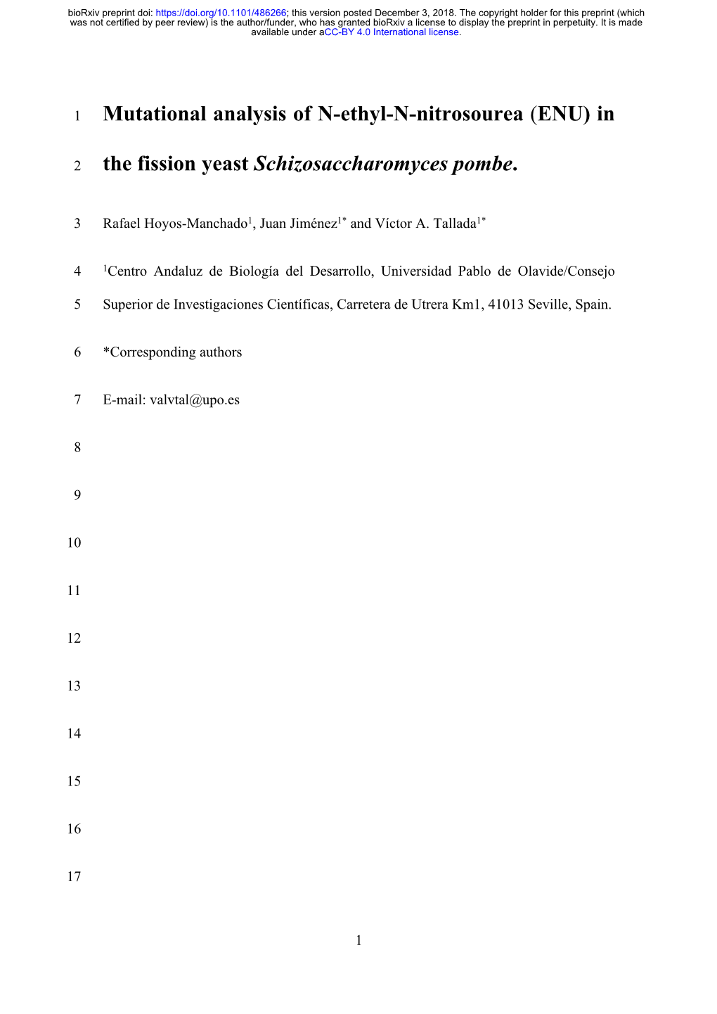 Mutational Analysis of N-Ethyl-N-Nitrosourea (ENU) In