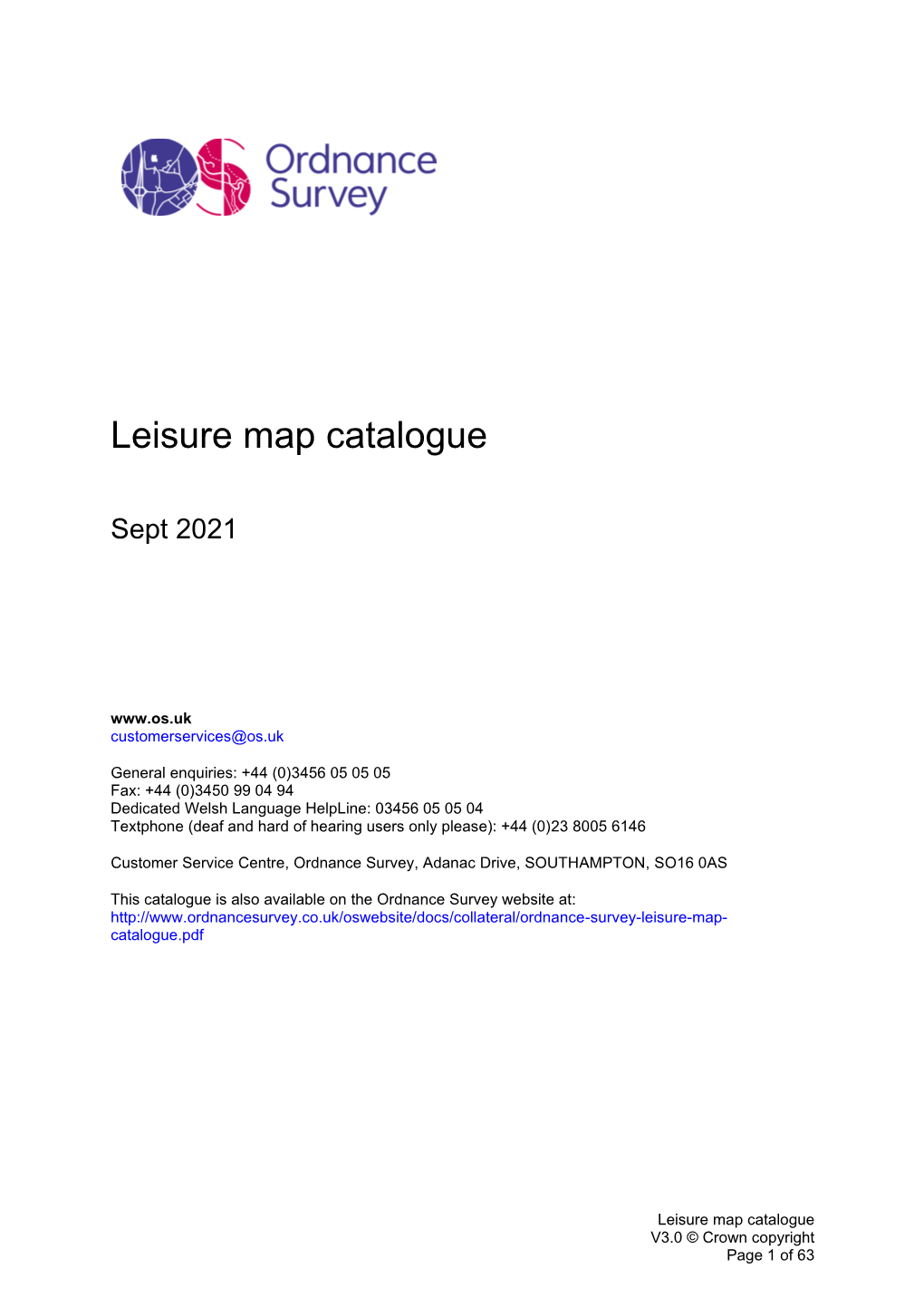 Leisure Map Catalogue