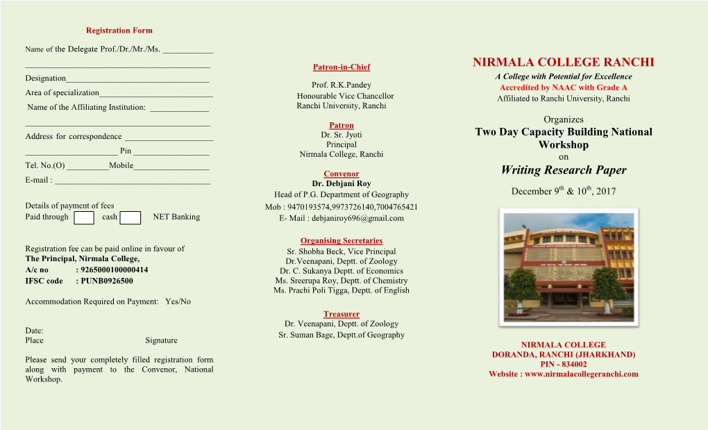 NIRMALA COLLEGE RANCHI Writing Research Paper