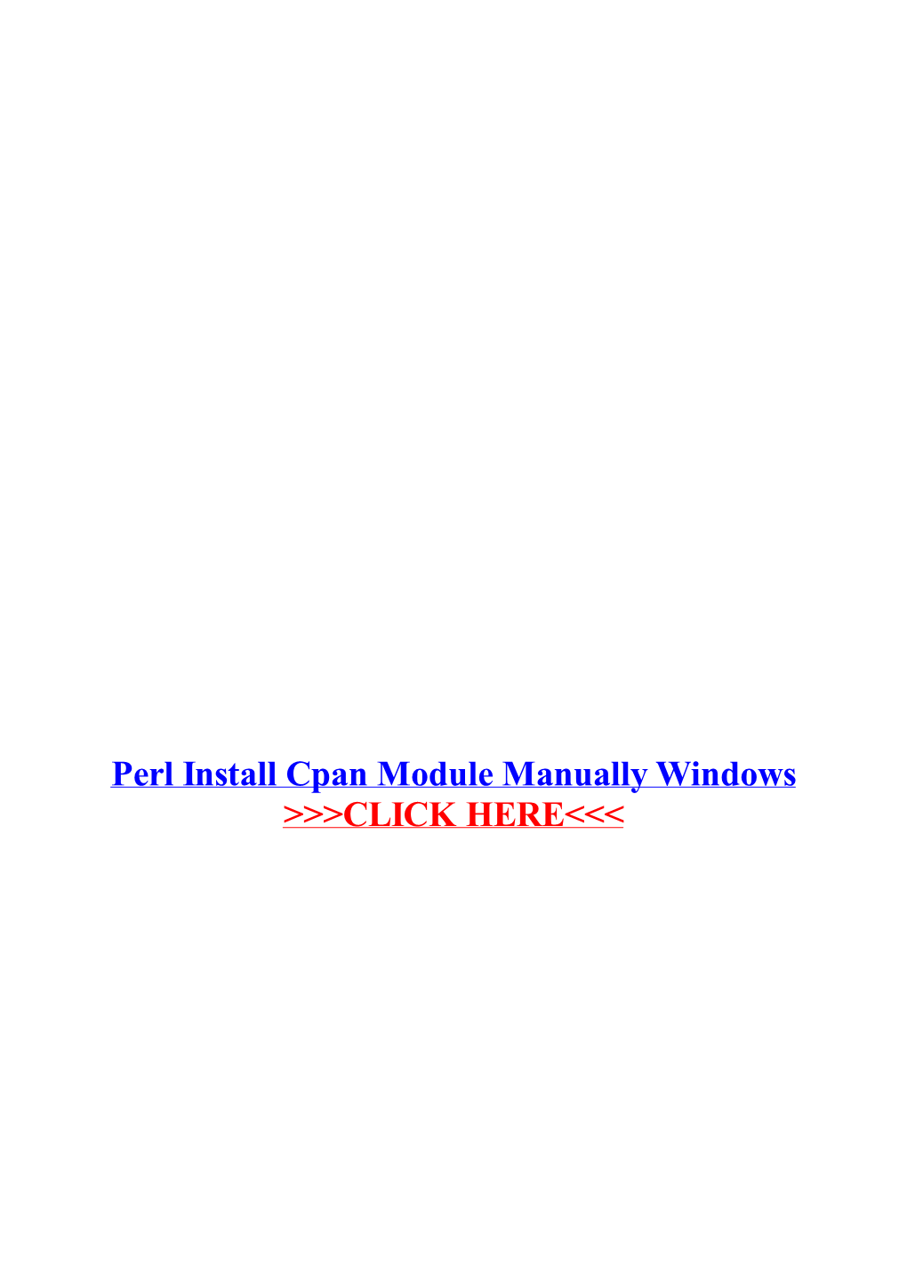 Perl Install Cpan Module Manually Windows