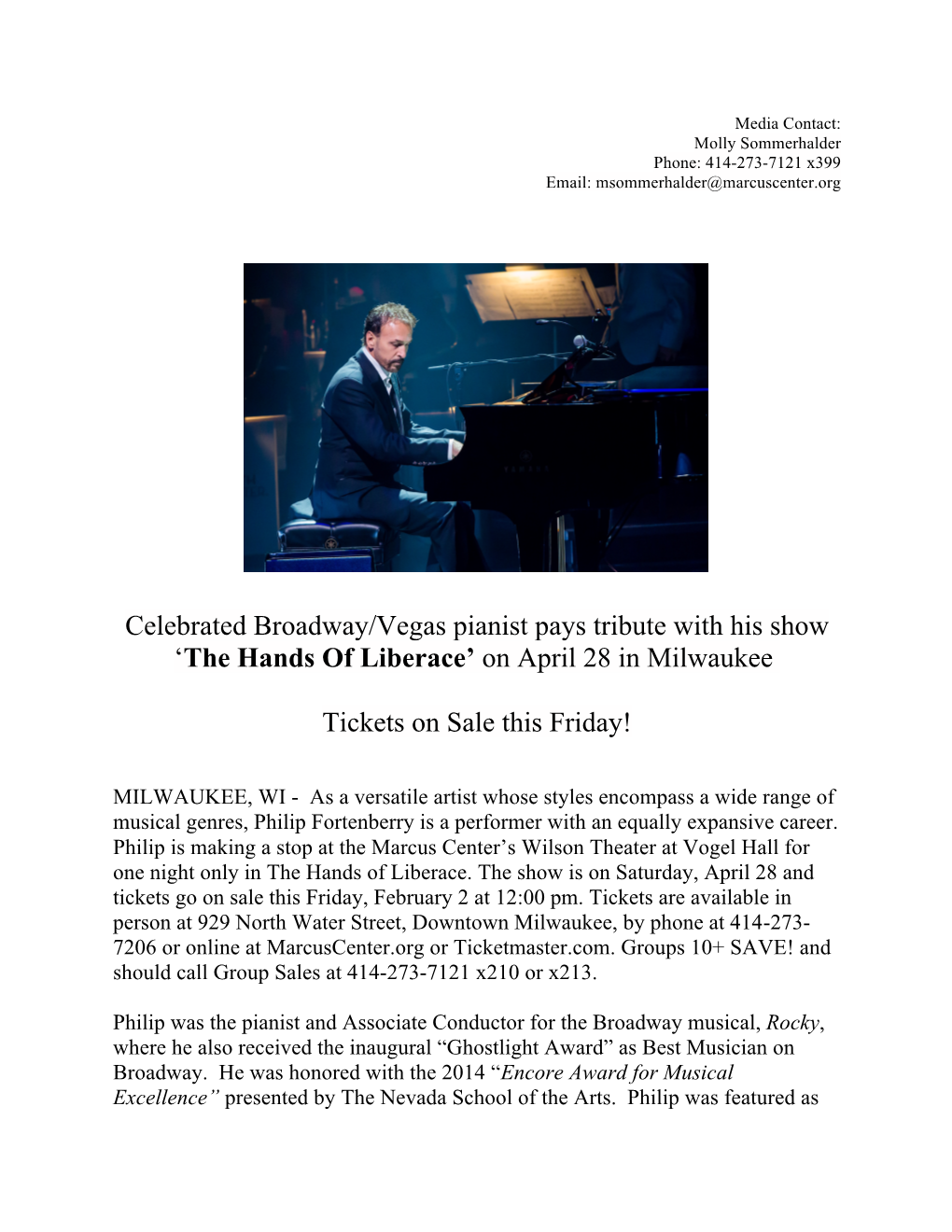 Celebrated Broadway/Vegas Pianist Pays Tribute with His Show 'The