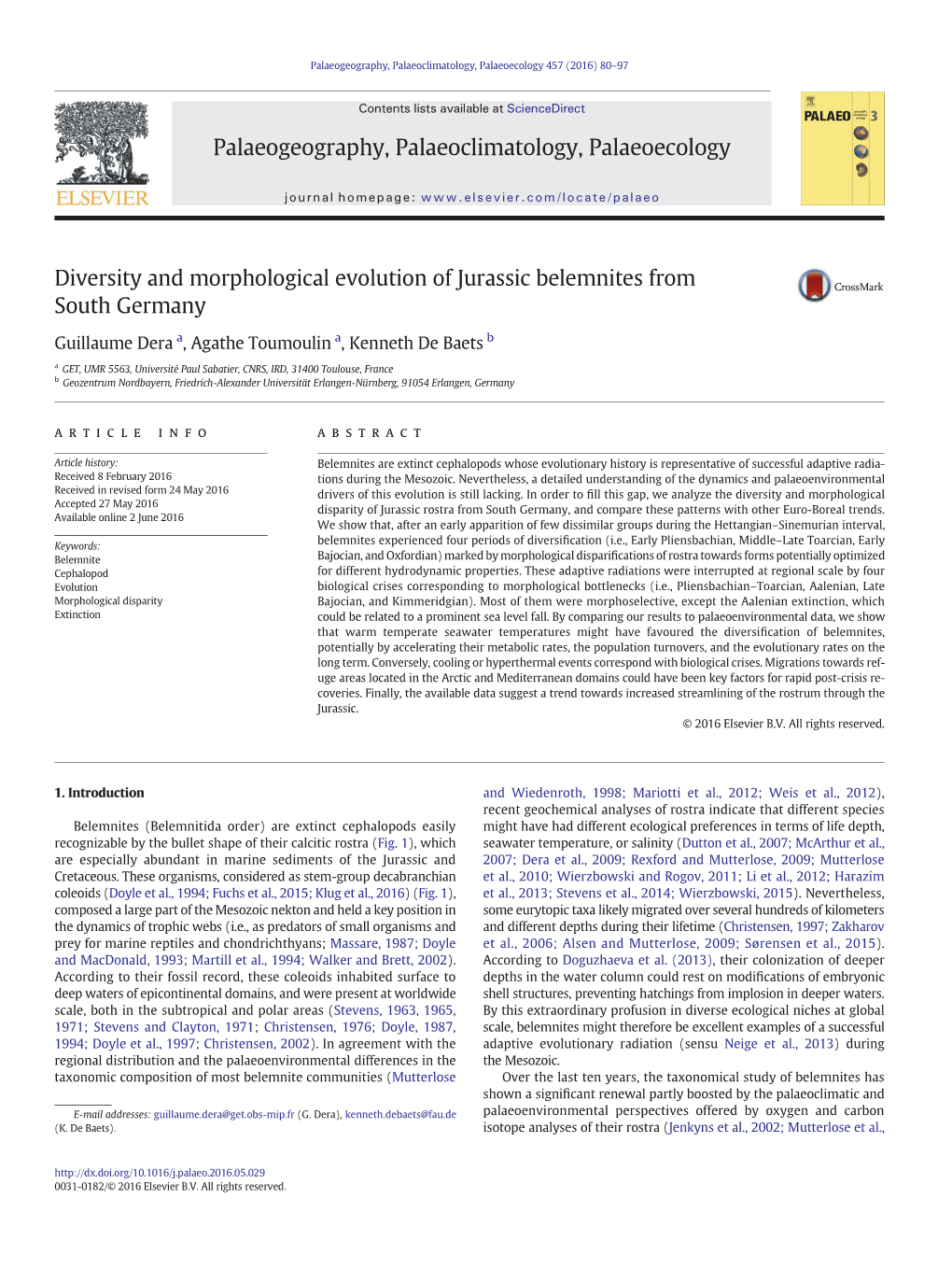 Diversity and Morphological Evolution of Jurassic Belemnites from South Germany