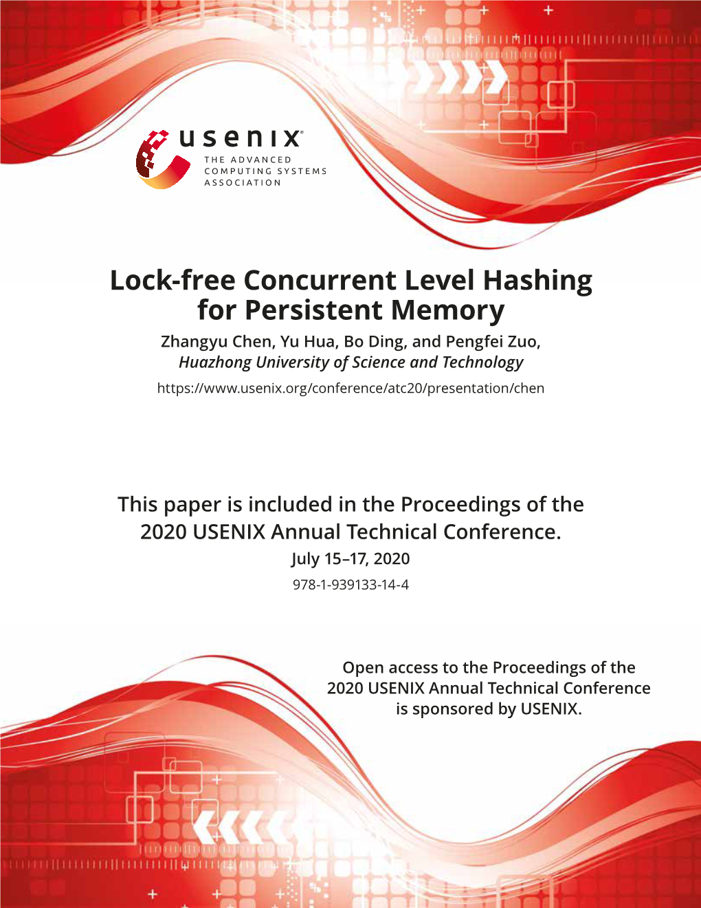 Lock-Free Concurrent Level Hashing for Persistent Memory