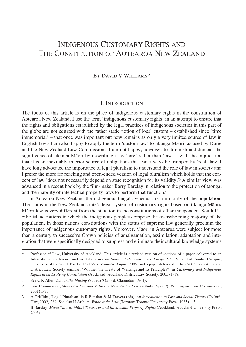 Indigenous Customary Rights and the Constitution of Aotearoa New Zealand