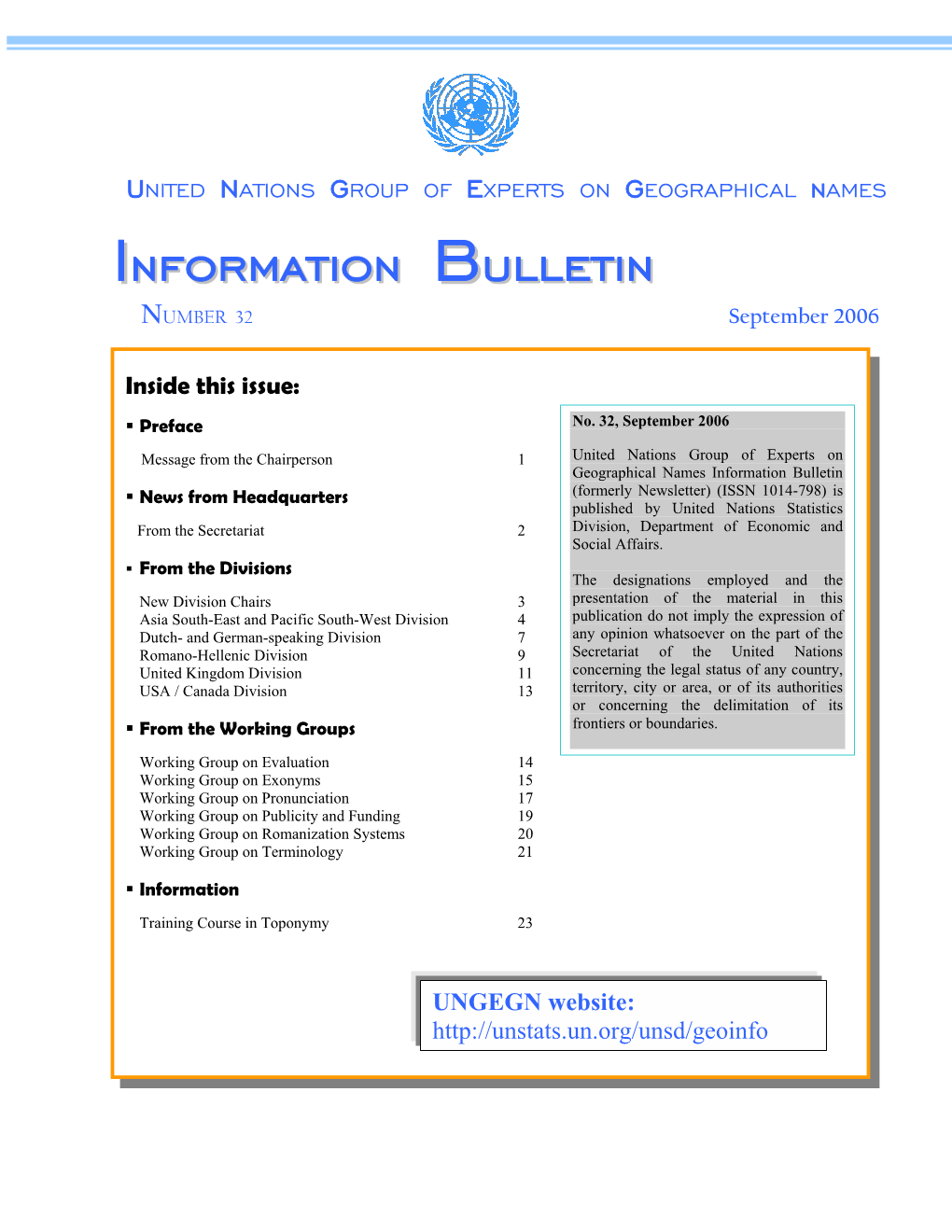 UNGEGN Information Bulletin 32