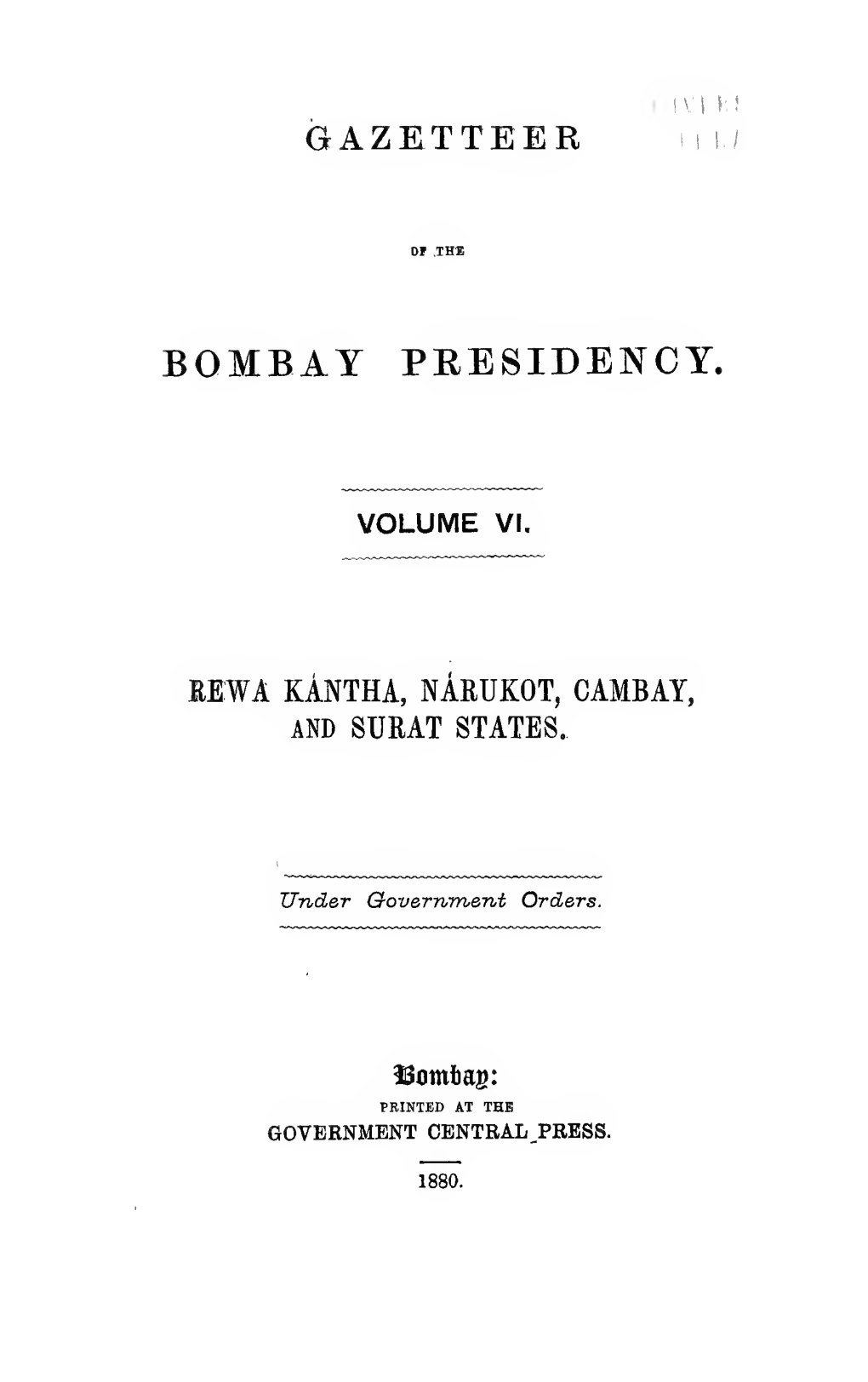 Gazetteer of the Bombay Presidency