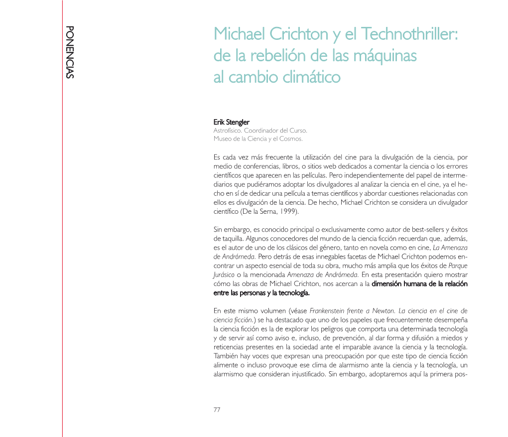 Michael Crichton Y El Technothriller: Michael Crichton Y El Technothriller