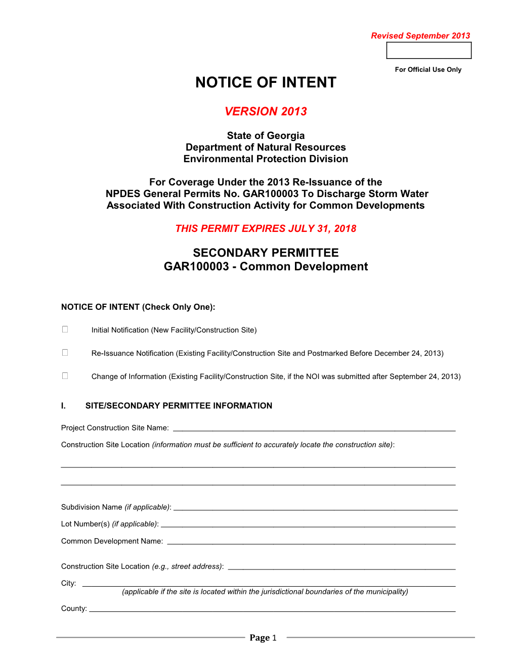 Notice of Intent s3