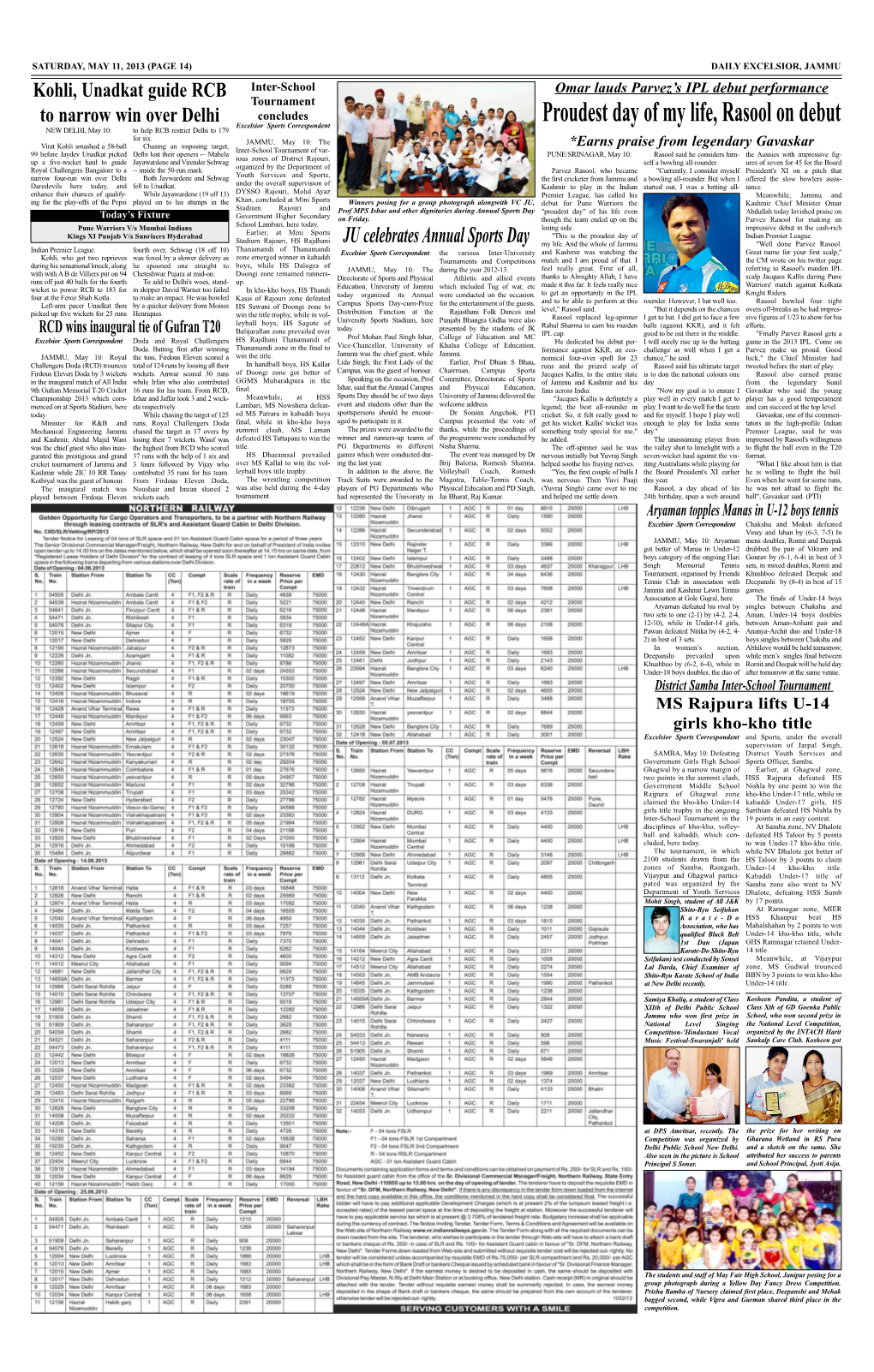 Proudest Day of My Life, Rasool on Debut Excelsior Sports Correspondent NEW DELHI, May 10: to Help RCB Restrict Delhi to 179 for Six