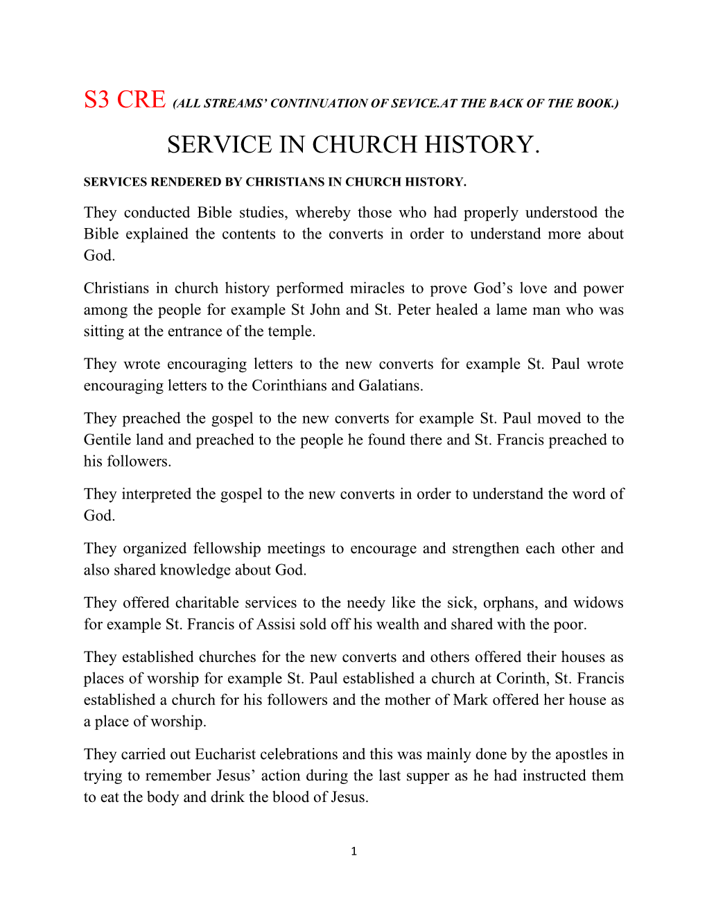 Service in Church History