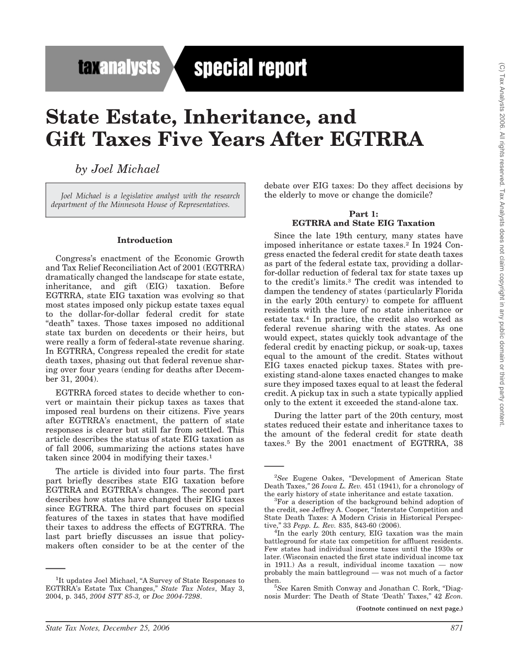 State Estate, Inheritance, and Gift Taxes Five Years After EGTRRA