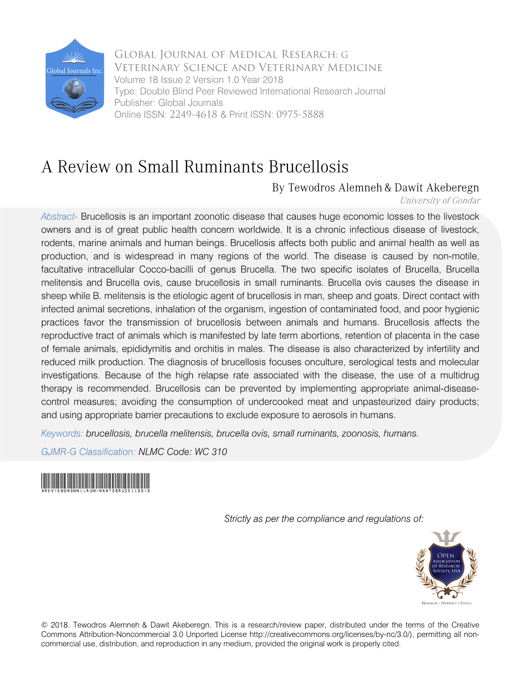 A Review on Small Ruminants Brucellosis