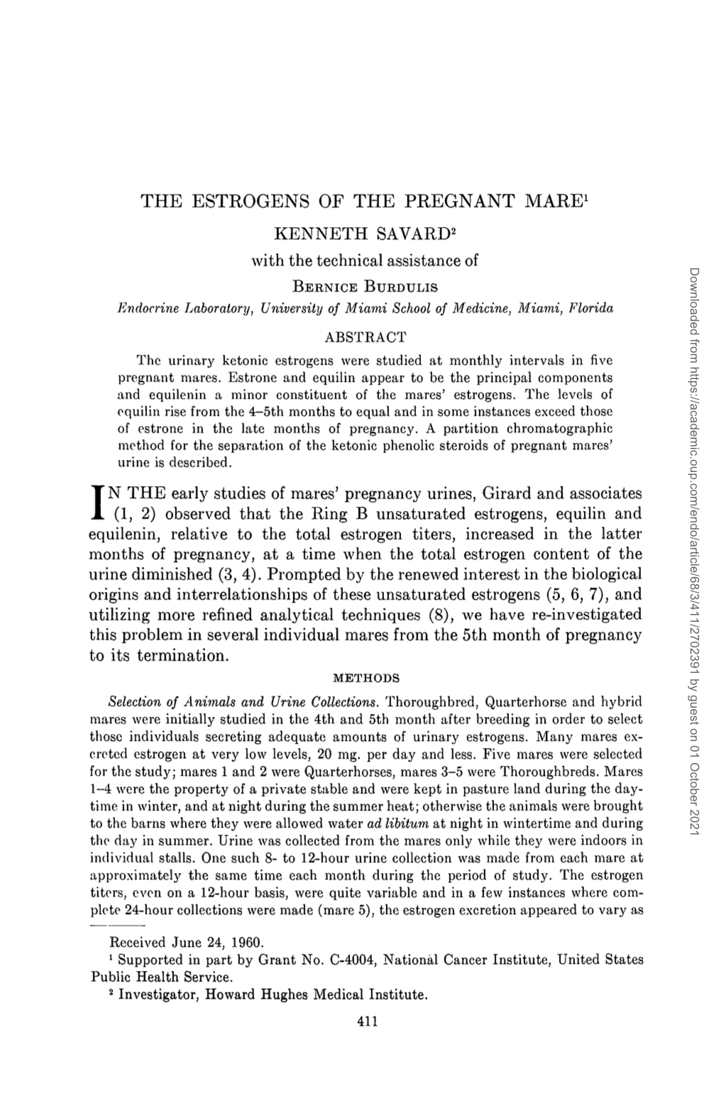 The Estrogens of the Pregnant Mare Kenneth