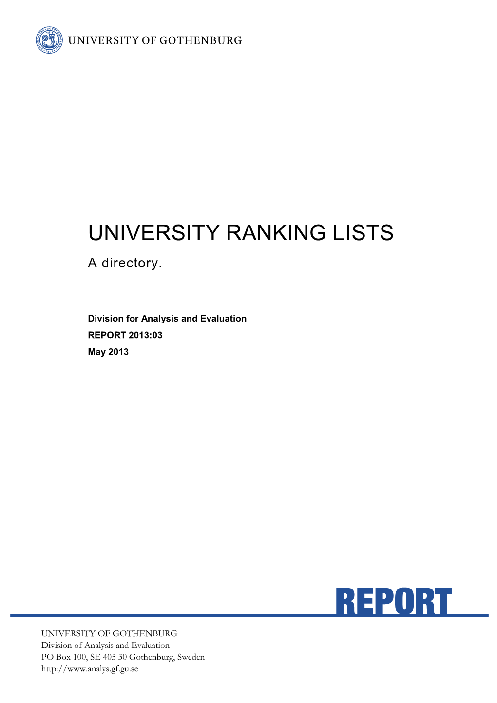 University Ranking Lists:A Directory