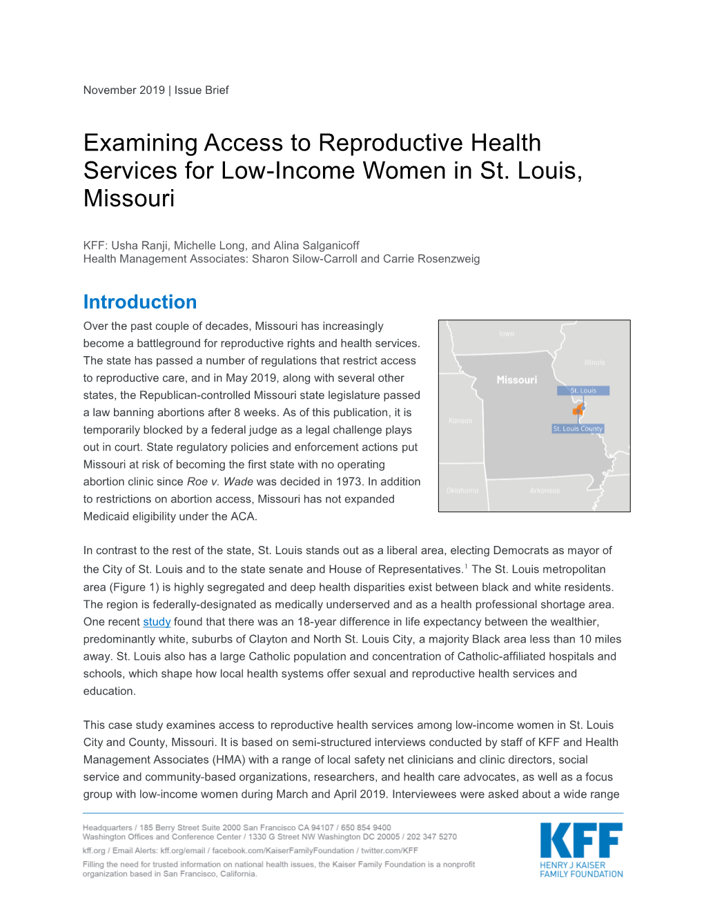 Examining Access to Reproductive Health Services for Low-Income Women in St. Louis, Missouri