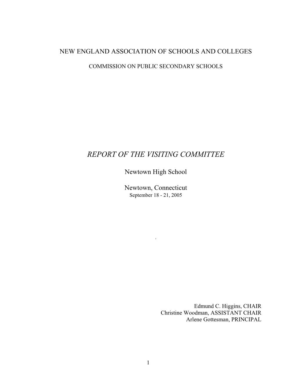 Report of the Visiting Committee