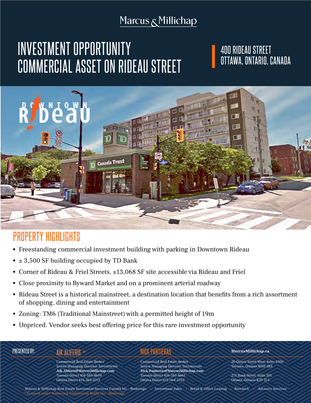 Investment Opportunity Commercial Asset on Rideau