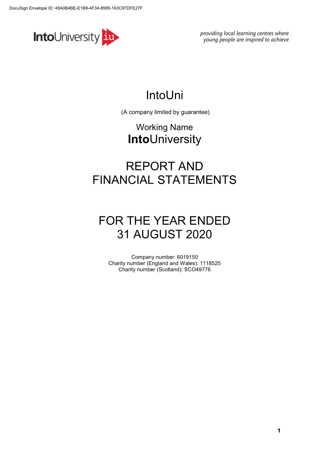 Intouni Intouniversity REPORT and FINANCIAL STATEMENTS FOR