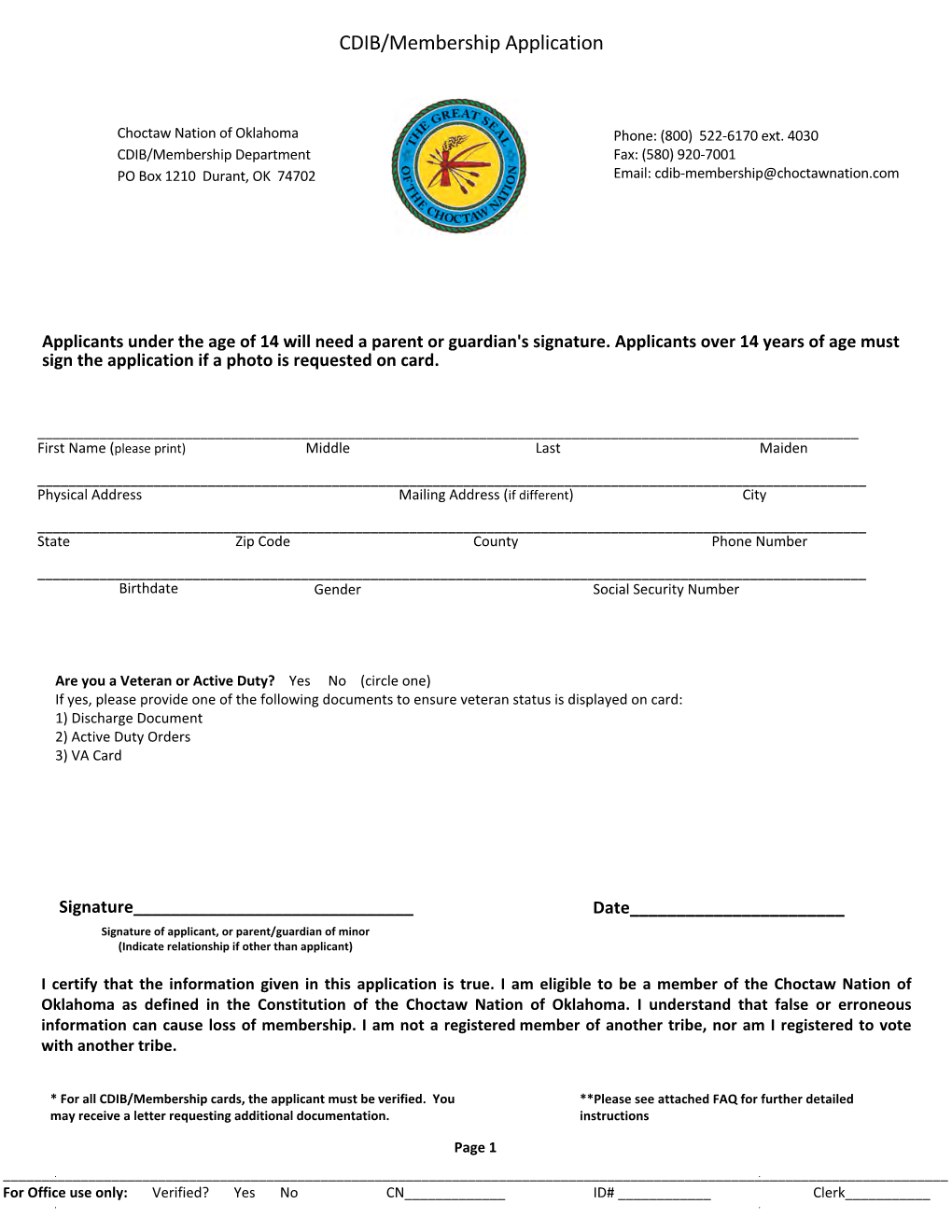 CDIB/Membership Application