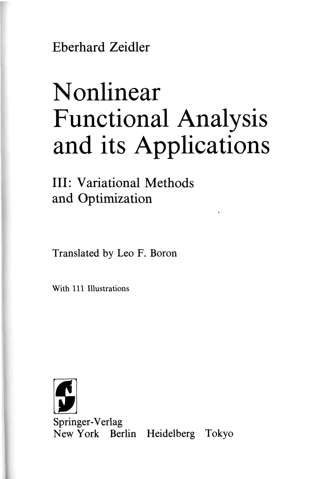 Nonlinear Functional Analysis and Its Applications