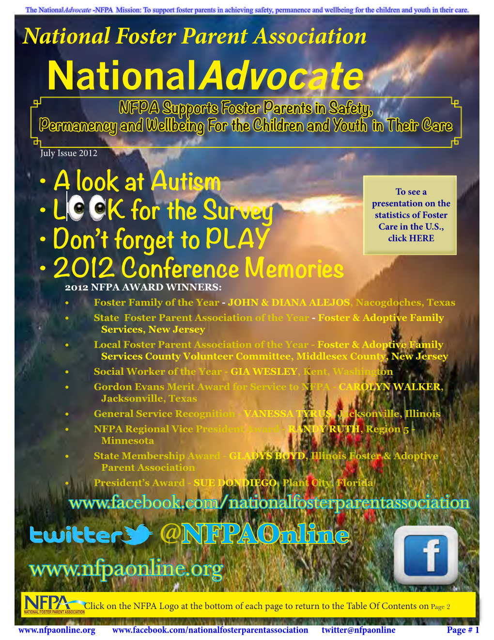 Nationaladvocate -NFPA Mission: to Support Foster Parents in Achieving Safety, Permanence and Wellbeing for the Children and Youth in Their Care