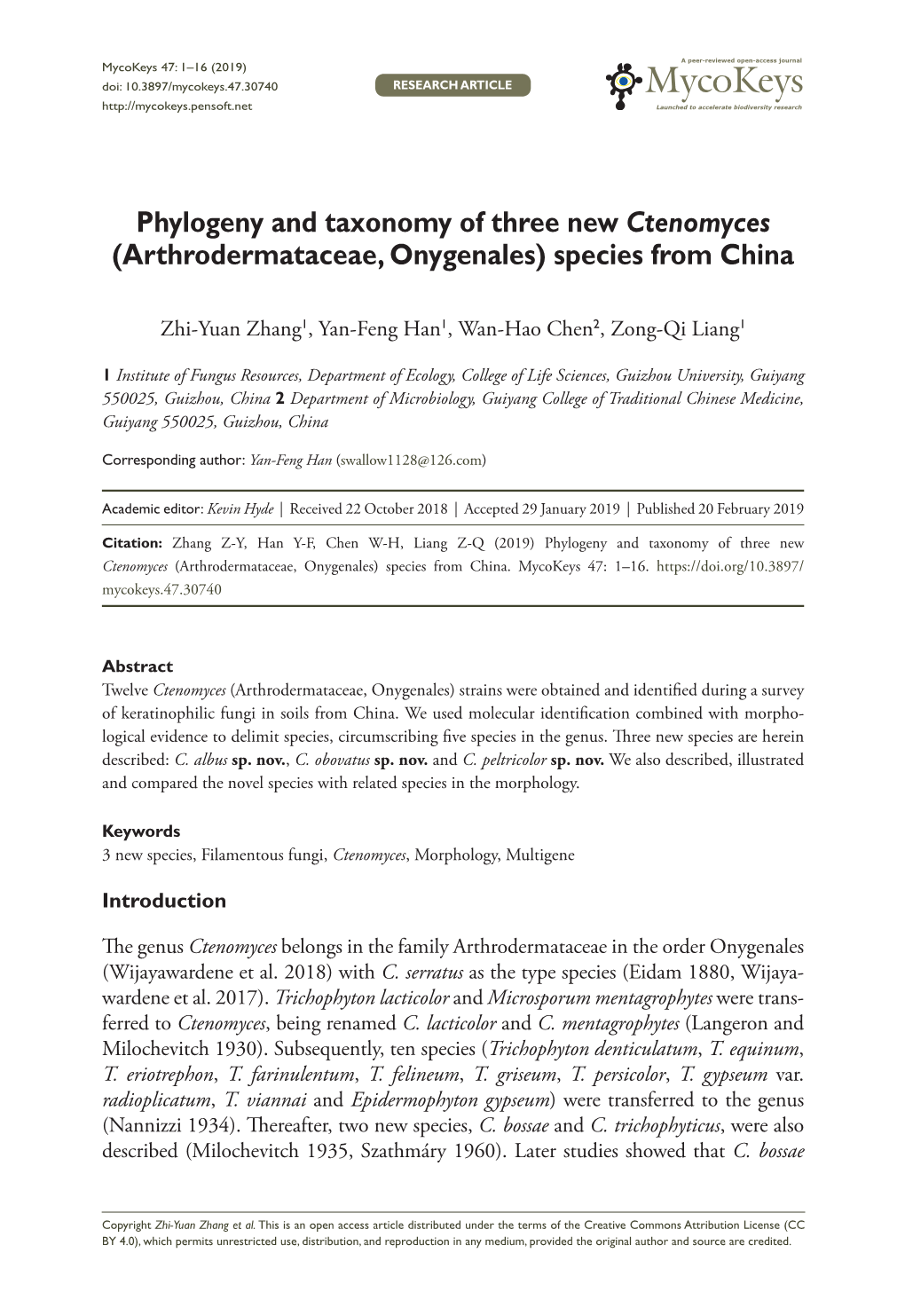 Arthrodermataceae, Onygenales) Species from China