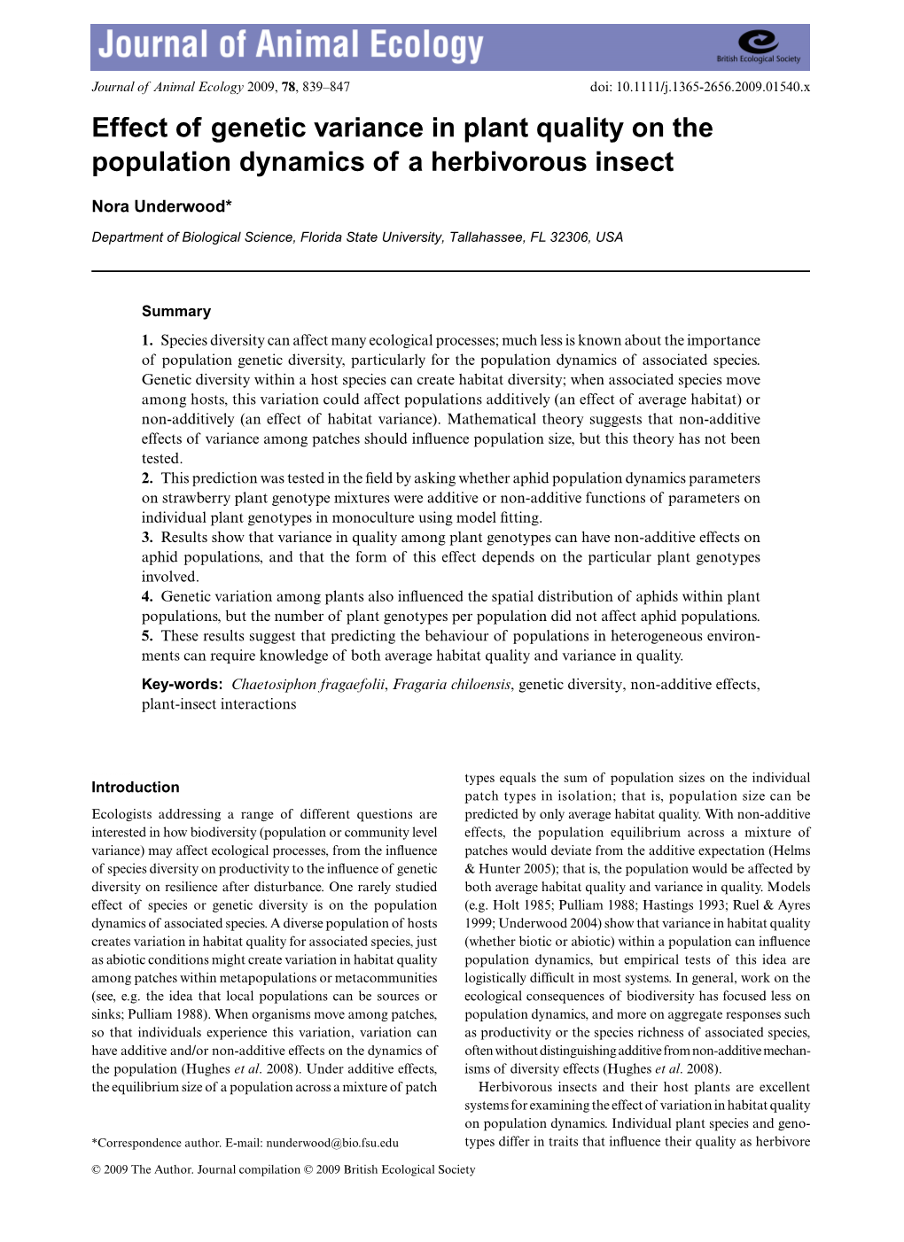 Effect of Genetic Variance in Plant Quality on the Population Dynamics