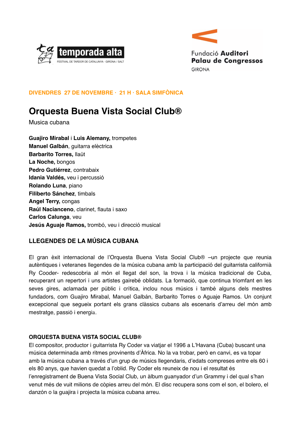 Orquesta Buena Vista Social Club® Musica Cubana