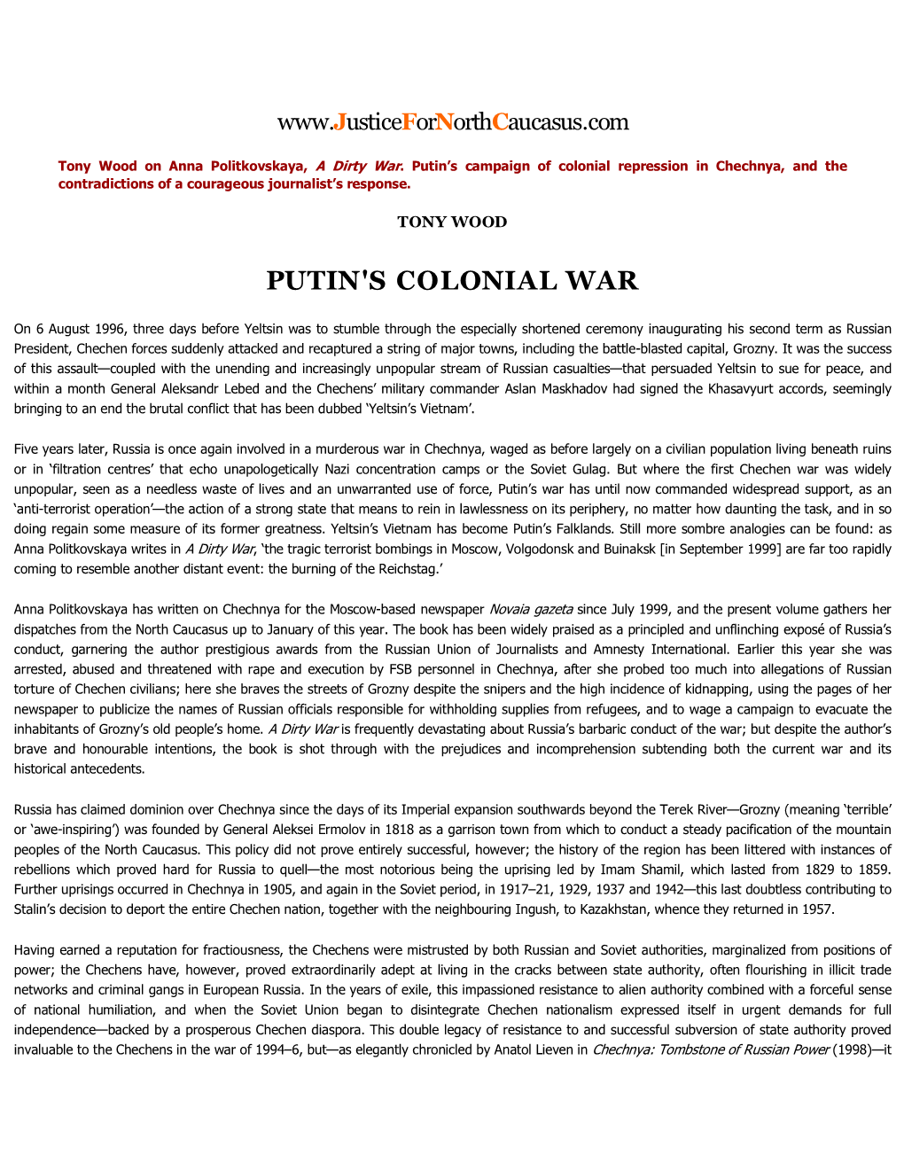Putin's Colonial War