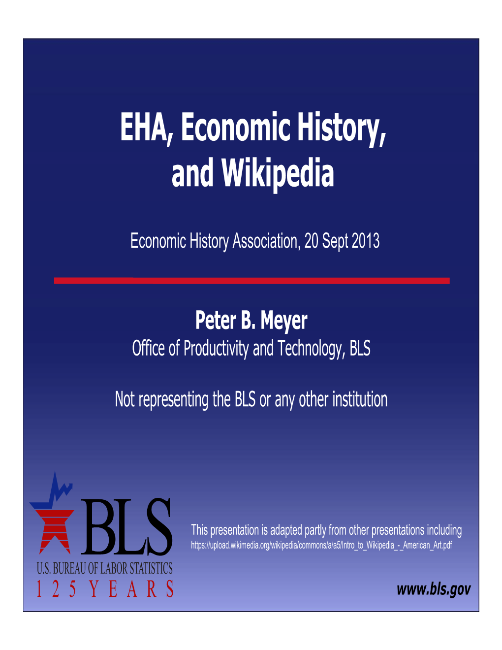 EHA, Economic History, and Wikipedia