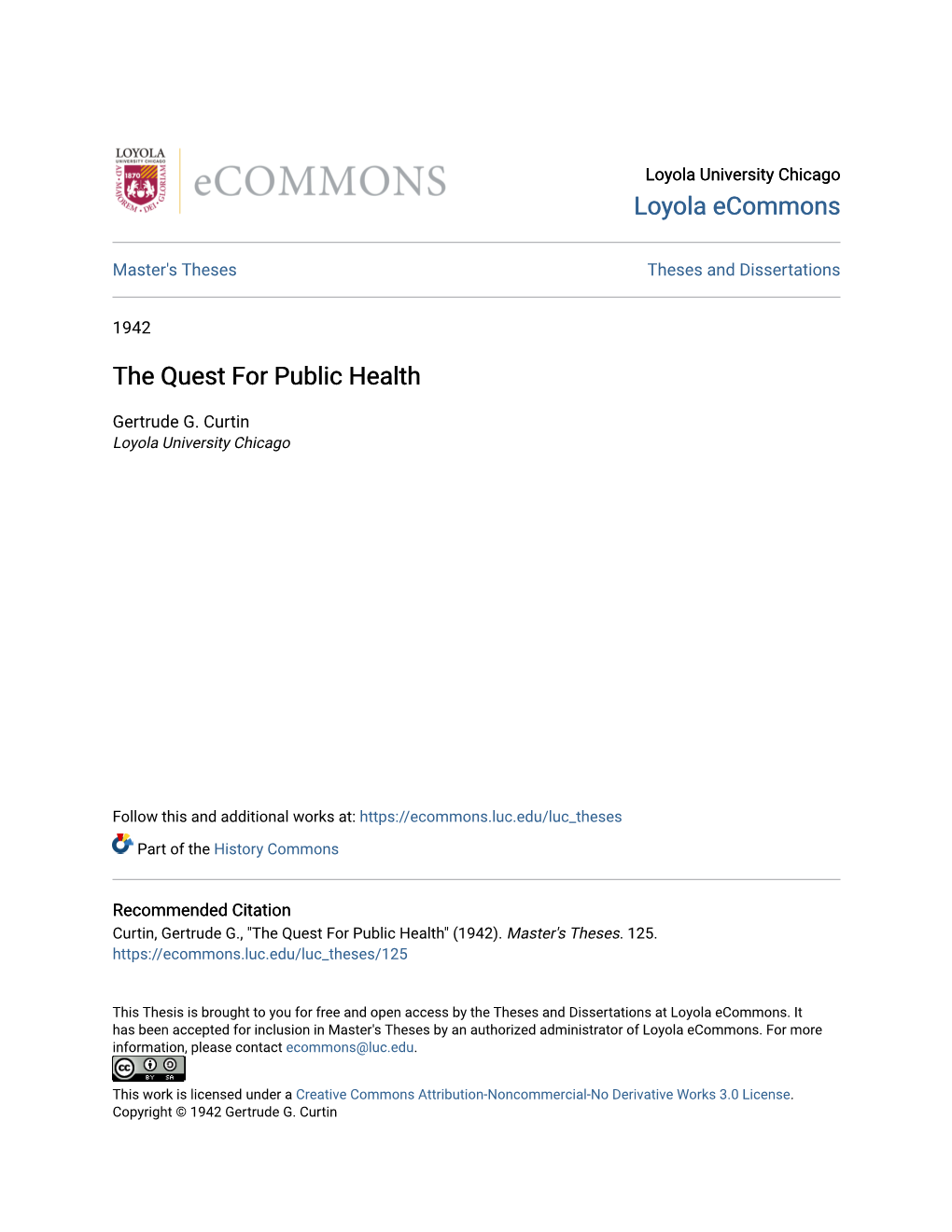 The Quest for Public Health